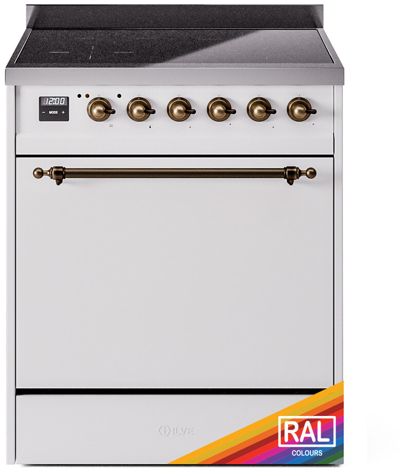ILVE UPI304QNMPRAB Nostalgie II 30 inch Induction Range with 4 Elements, 4 cu. ft. Oven Capacity (Solid Door, RAL, Burnished)