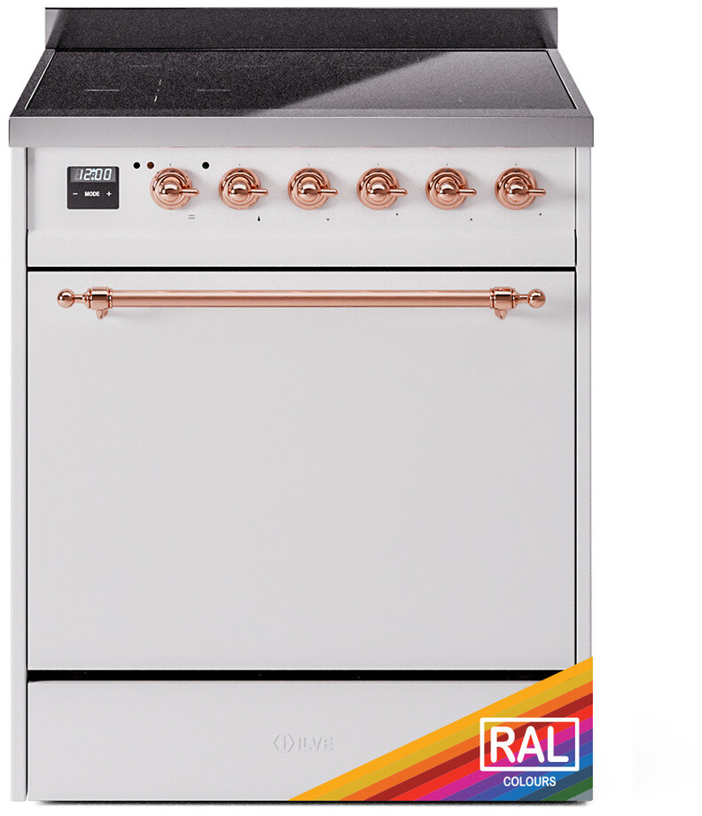 ILVE UPI304QNMPRAP Nostalgie II 30 inch Induction Range with 4 Elements, 4 cu. ft. Oven Capacity (Solid Door, RAL, Copper)