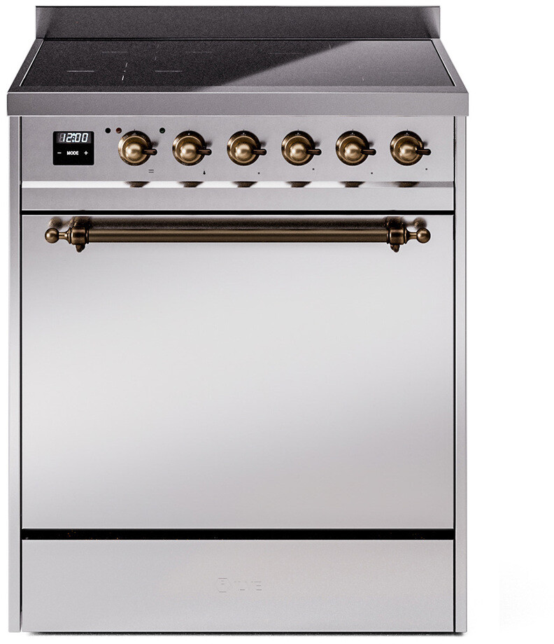 ILVE UPI304QNMPSSB Nostalgie II 30 inch Induction Range with 4 Elements, 4 cu. ft. Oven Capacity (Solid Door, Stainless Steel, Burnished)