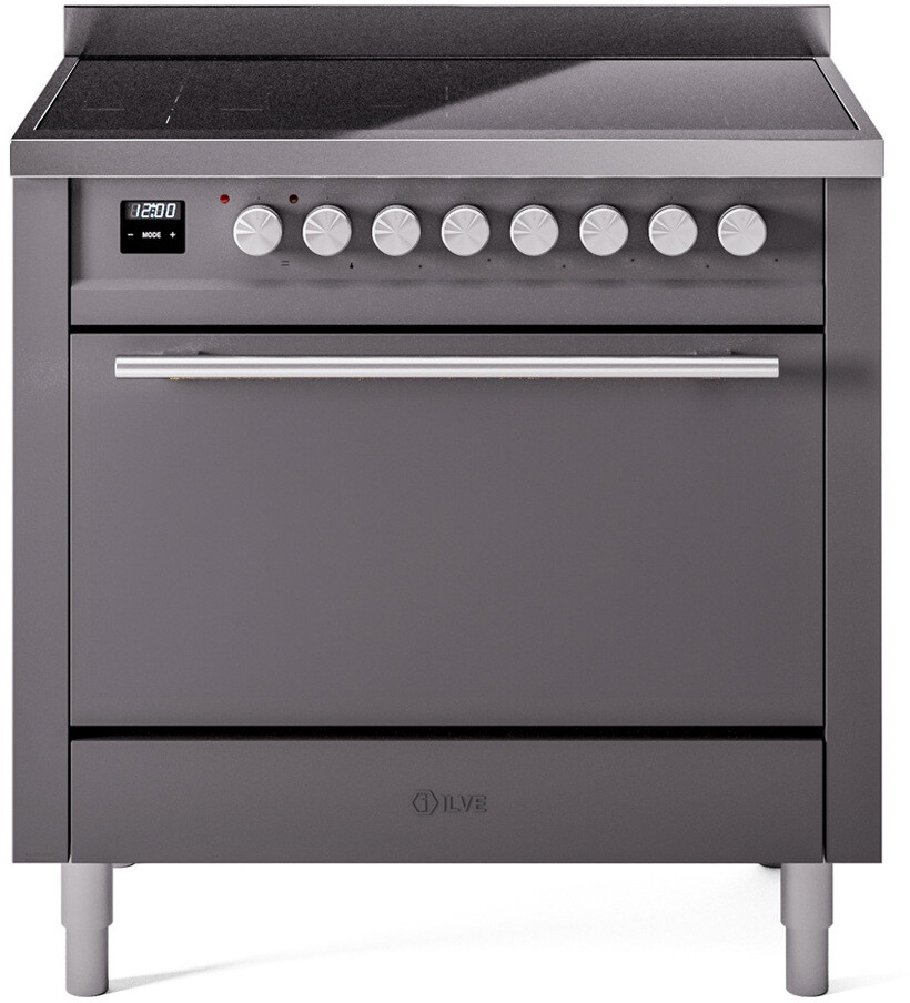 Ilve UPI366QMPMG 36 Inch Electric Freestanding Range - Matte Graphite Finish, Induction Cooking, Residual Heat Indicator