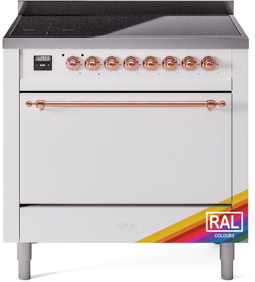 ILVE UPI366QNMPRAP Nostalgie II 36 inch Induction Range with 6 Elements, 3.5 cu. ft. Oven Capacity (Solid Door, RAL, Copper)