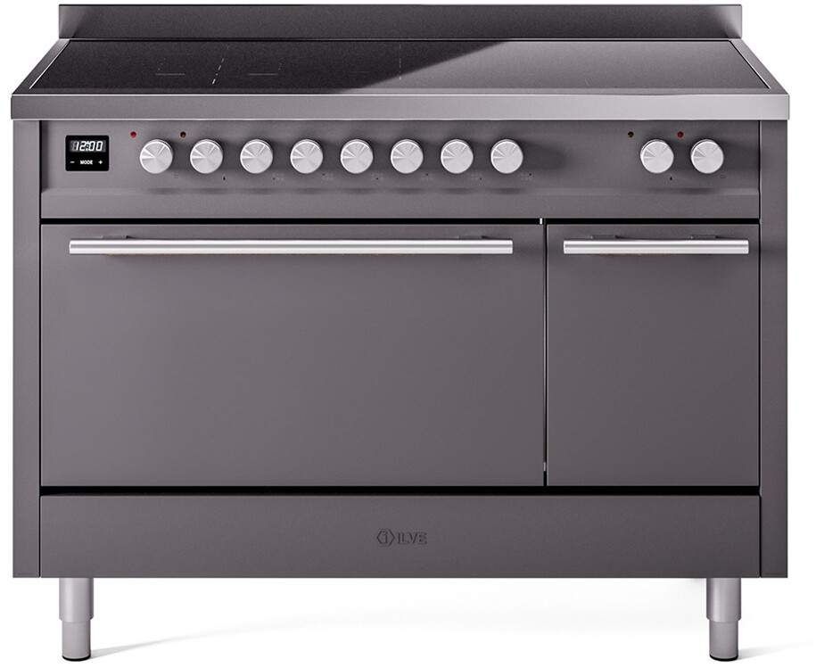 ILVE UPI486QMPMG Professional Plus II 48 inch Induction Range with 6 Elements, 5.02 cu. ft. Total Dual Oven Capacity (Solid Door, Graphite Matte)