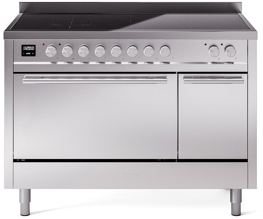 ILVE UPI486QMPSS Professional Plus II 48 inch Induction Range with 6 Elements, 5.02 cu. ft. Total Dual Oven Capacity (Solid Door, Stainless Steel)