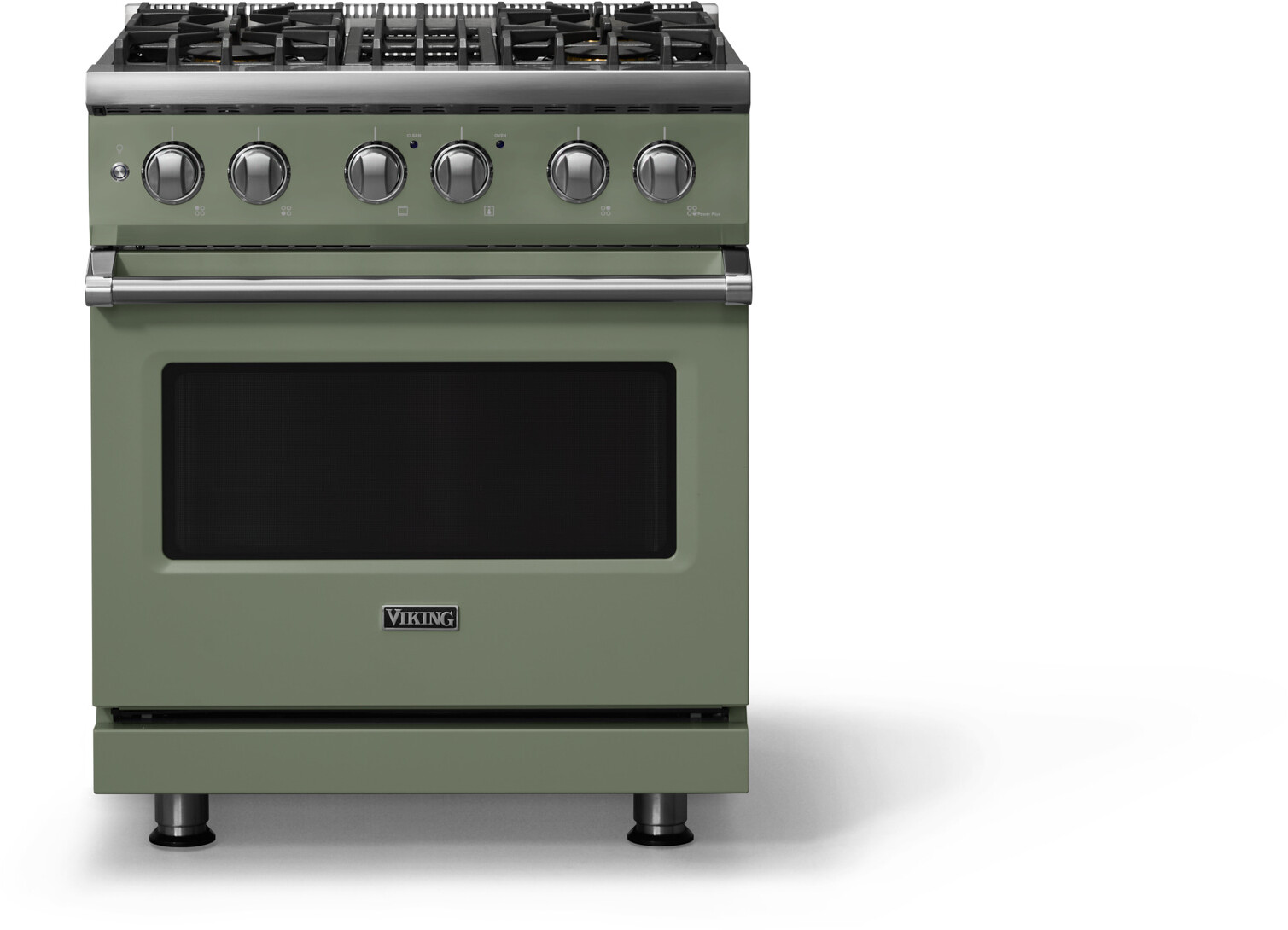Viking VDR53044BEULP 5-Series 30 inch Freestanding Dual Fuel Range with 4 Burners, 4.7 cu. ft. Oven Capacity, VSH Pro Sealed Burner System and Self-Cleaning (Eucalyptus, Polished Chrome, Liquid Propane)