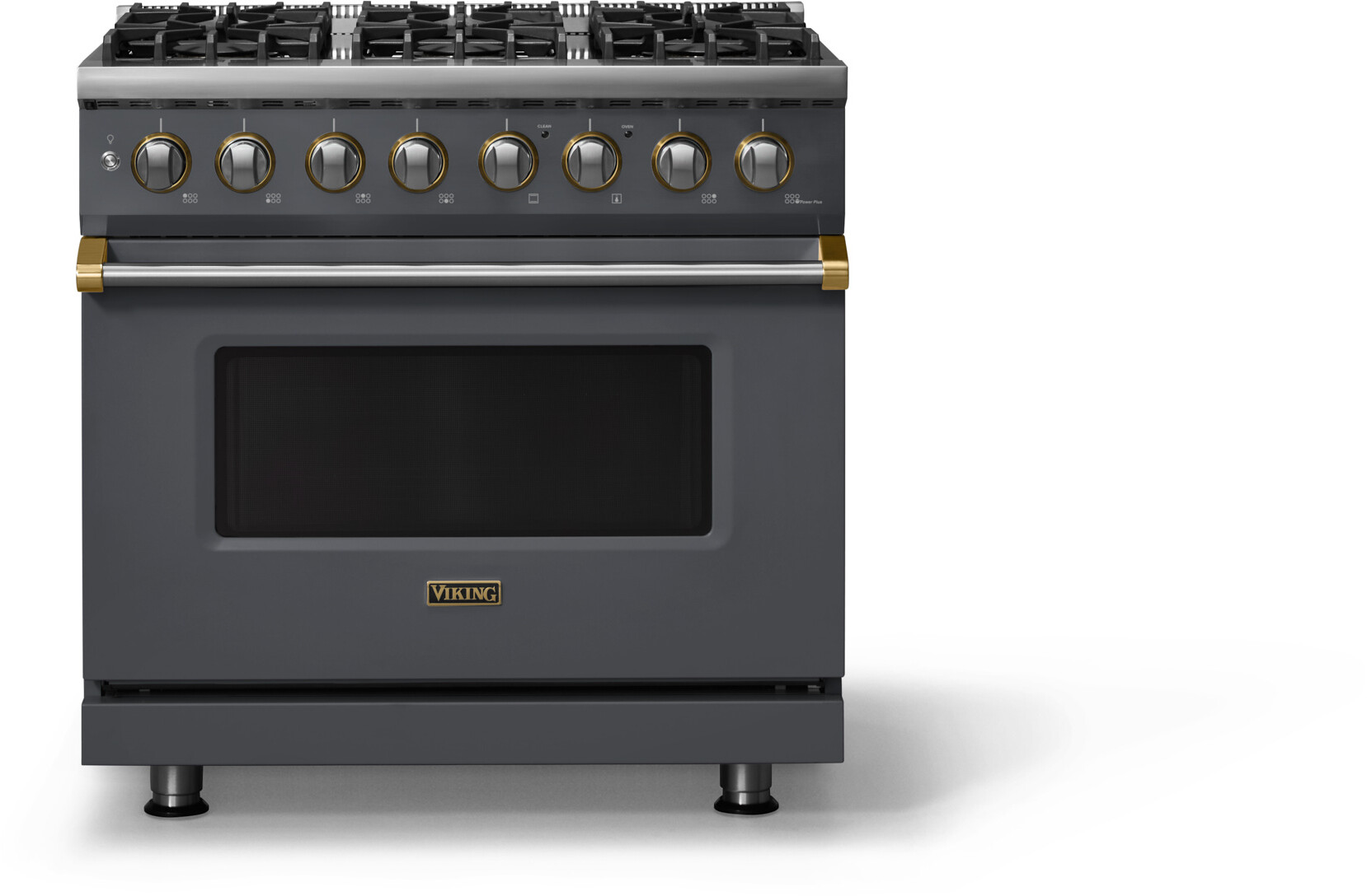 Viking VDR53646BCSBBLP 5-Series 36 inch Freestanding Dual Fuel Range with 6 Burners, 5.6 cu. ft. Oven Capacity, VSH Pro Sealed Burner System and Self-Cleaning (Cast Black, Brushed Brass, Liquid Propane)