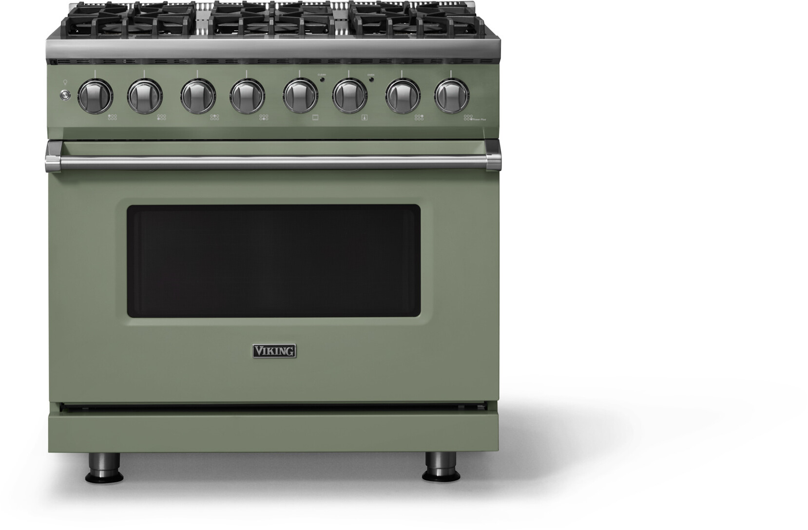 Viking VDR53646BEULP 5-Series 36 inch Freestanding Dual Fuel Range with 6 Burners, 5.6 cu. ft. Oven Capacity, VSH Pro Sealed Burner System and Self-Cleaning (Eucalyptus, Polished Chrome, Liquid Propane)