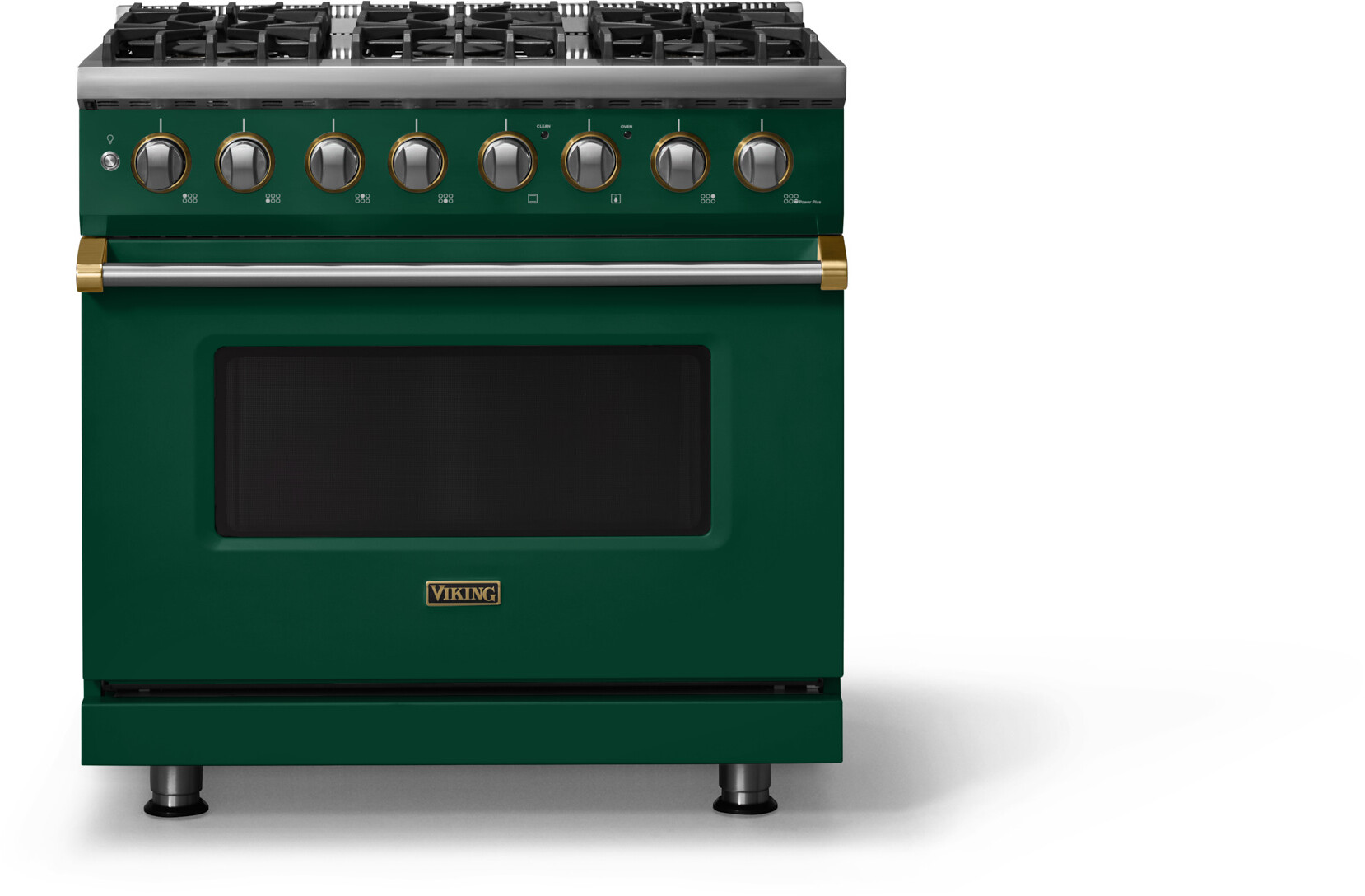 Viking VDR53646BIVBBLP 5-Series 36 inch Freestanding Dual Fuel Range with 6 Burners, 5.6 cu. ft. Oven Capacity, VSH Pro Sealed Burner System and Self-Cleaning (Ivy, Brushed Brass, Liquid Propane)