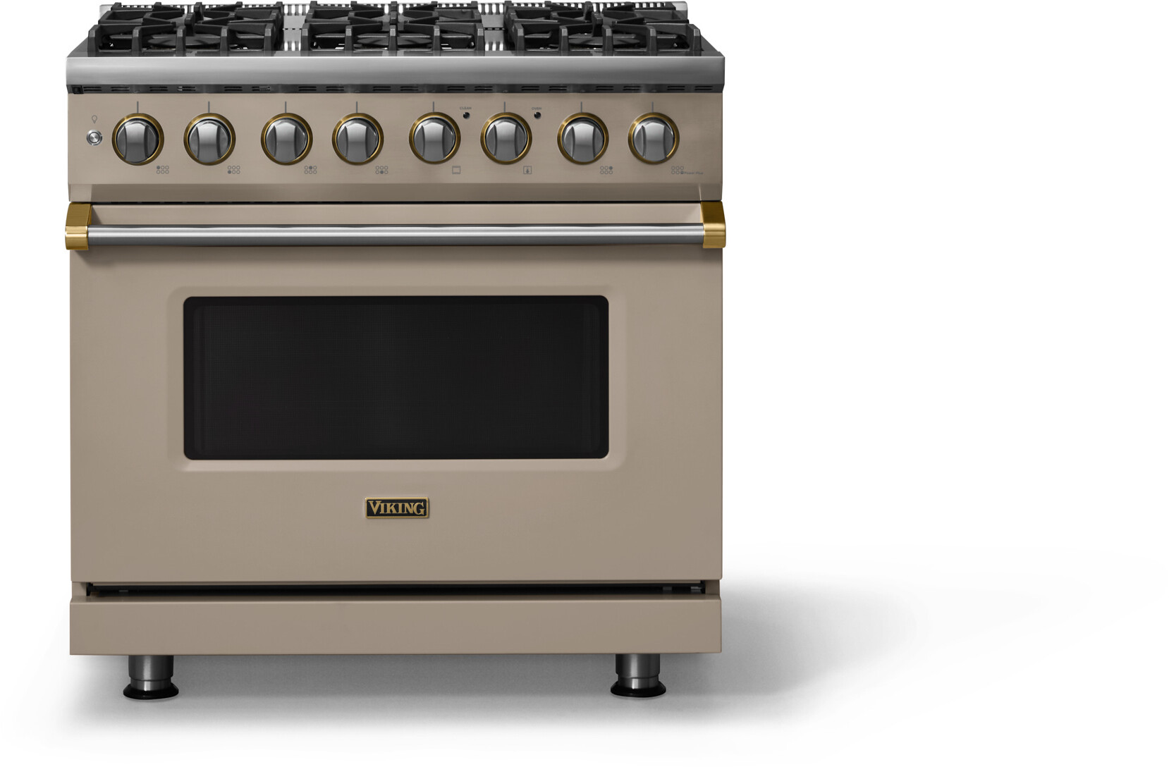Viking VDR53646BNABBLP 5-Series 36 inch Freestanding Dual Fuel Range with 6 Burners, 5.6 cu. ft. Oven Capacity, VSH Pro Sealed Burner System and Self-Cleaning (Nantucket, Brushed Brass, Liquid Propane)