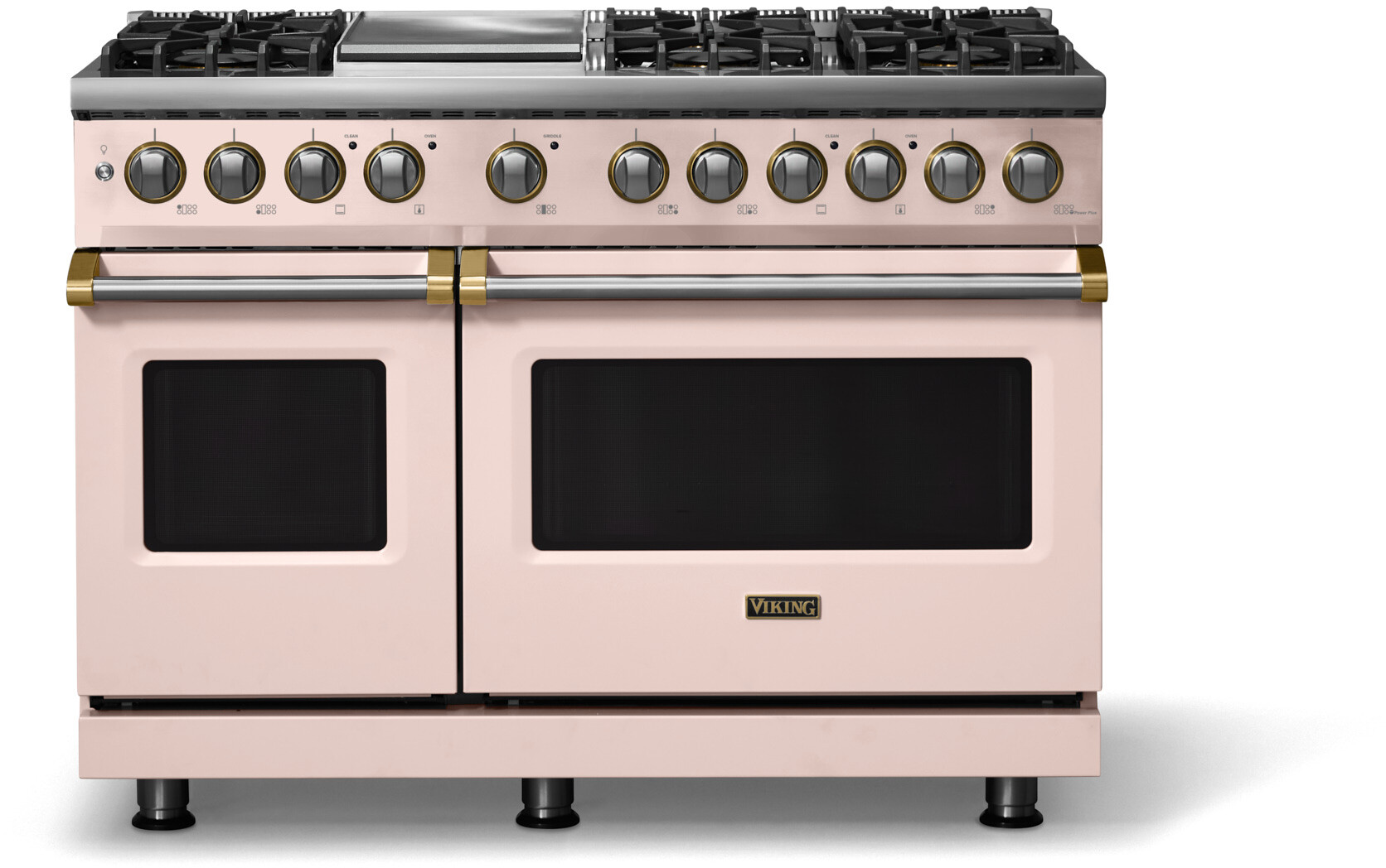 Viking VDR54846GBHBB 5-Series 48 inch Freestanding Dual Fuel Range with 6 Burners, Griddle, 7.3 cu. ft. Oven Capacity, VSH Pro Sealed Burner System and Self-Cleaning (Blush, Brushed Brass, Natural Gas)