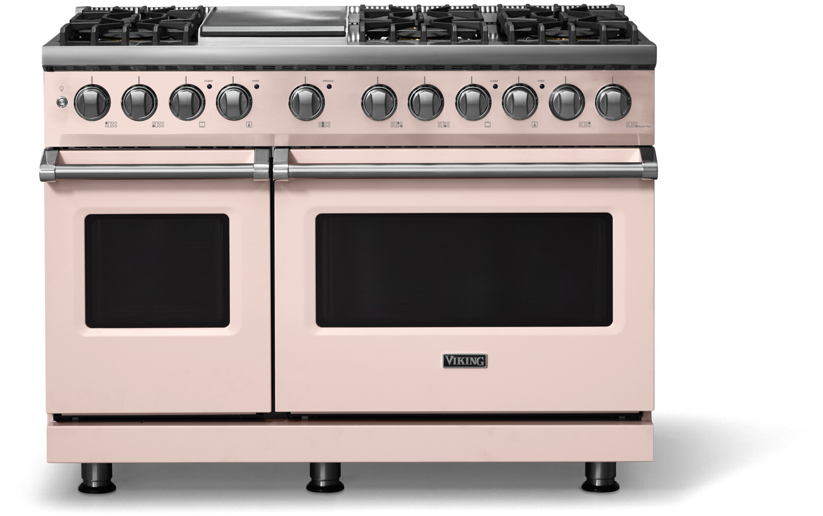 Viking VDR54846GBHLP 5-Series 48 inch Freestanding Dual Fuel Range with 6 Burners, Griddle, 7.3 cu. ft. Oven Capacity, VSH Pro Sealed Burner System and Self-Cleaning (Blush, Polished Chrome, Liquid Propane)