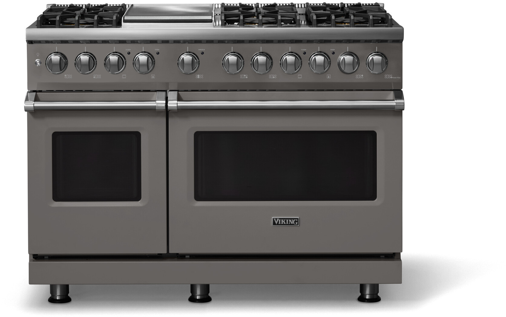 Viking VDR54846GDGLP 5-Series 48 inch Freestanding Dual Fuel Range with 6 Burners, Griddle, 7.3 cu. ft. Oven Capacity, VSH Pro Sealed Burner System and Self-Cleaning (Damascus Gray, Polished Chrome, Liquid Propane)