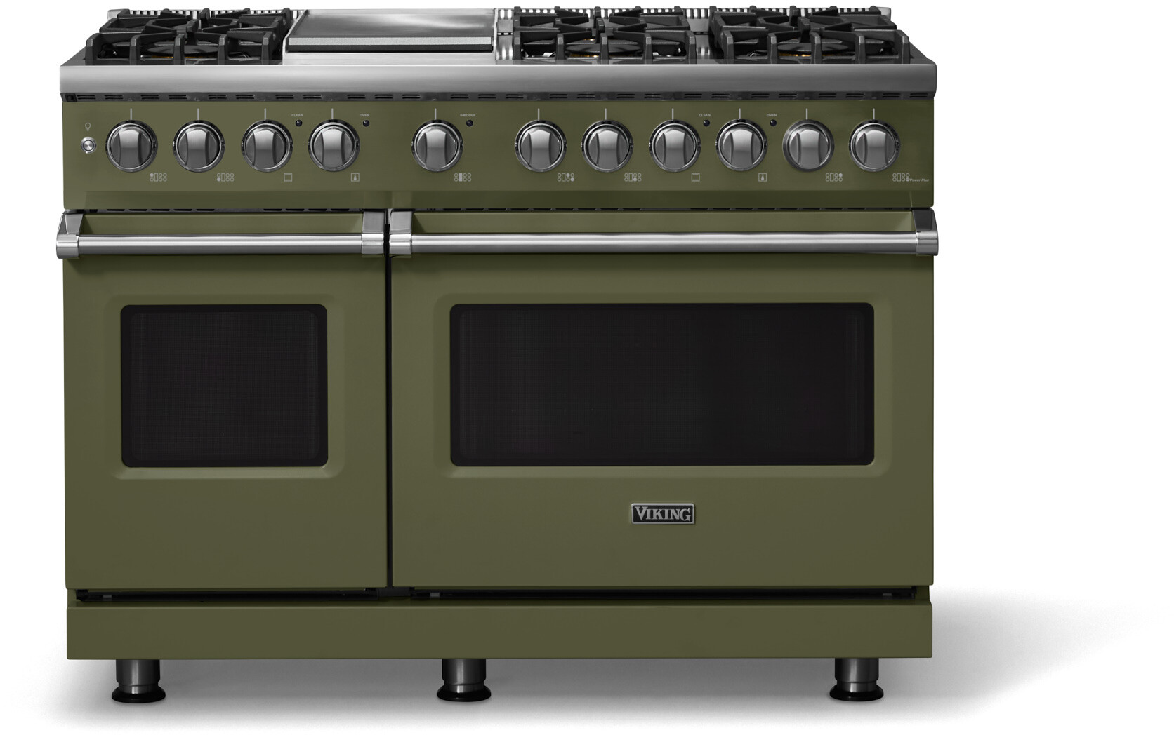 Viking VDR54846GMALP 5-Series 48 inch Freestanding Dual Fuel Range with 6 Burners, Griddle, 7.3 cu. ft. Oven Capacity, VSH Pro Sealed Burner System and Self-Cleaning (Martini, Polished Chrome, Liquid Propane)