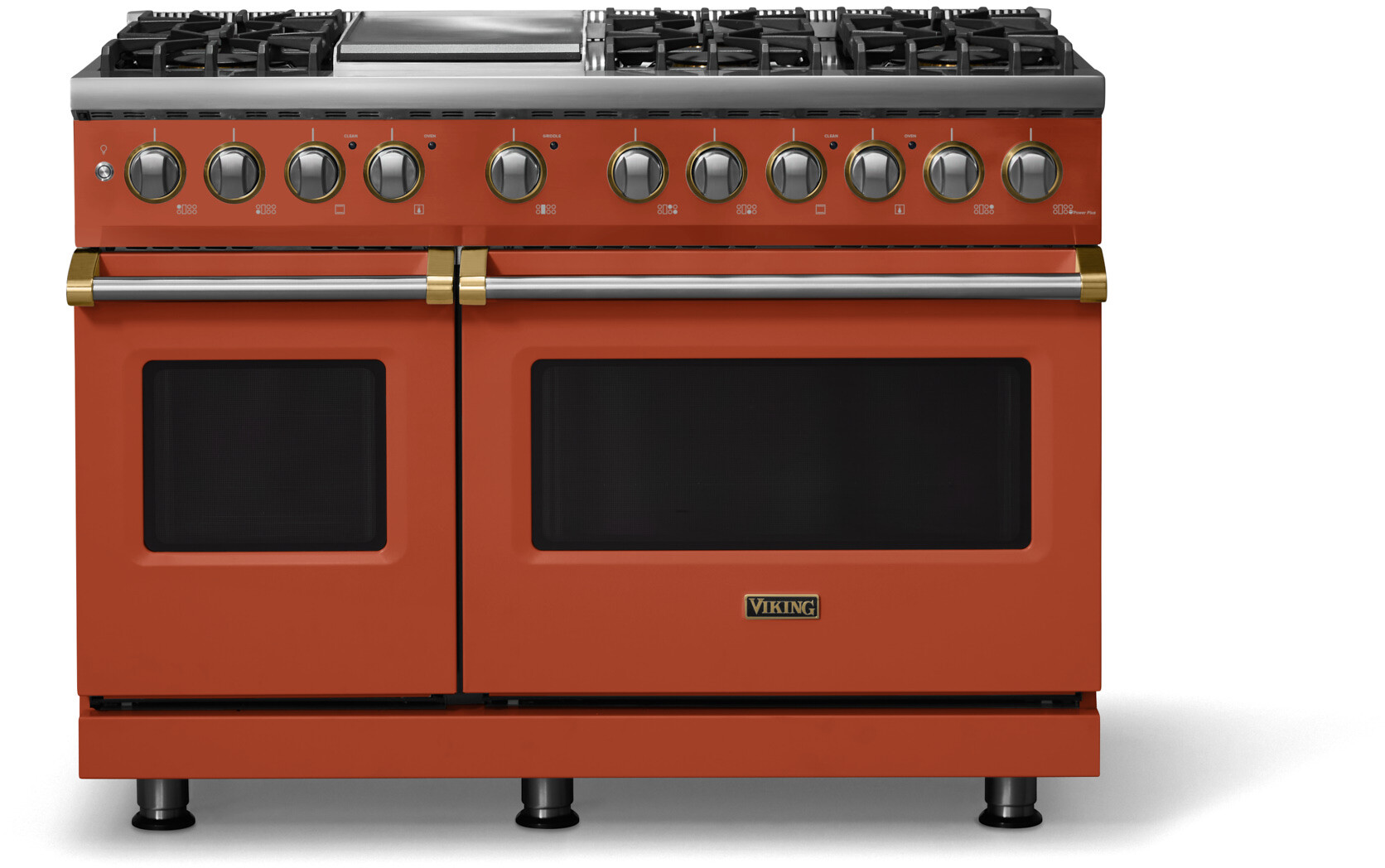 Viking VDR54846GSCBBLP 5-Series 48 inch Freestanding Dual Fuel Range with 6 Burners, Griddle, 7.3 cu. ft. Oven Capacity, VSH Pro Sealed Burner System and Self-Cleaning (Spiced Cider, Brushed Brass, Liquid Propane)