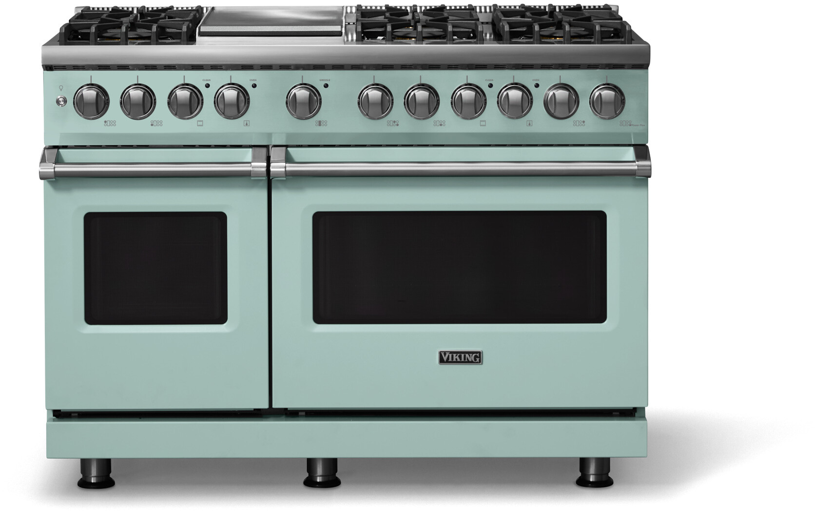 Viking VDR54846GSPLP 5-Series 48 inch Freestanding Dual Fuel Range with 6 Burners, Griddle, 7.3 cu. ft. Oven Capacity, VSH Pro Sealed Burner System and Self-Cleaning (Splash, Polished Chrome, Liquid Propane)
