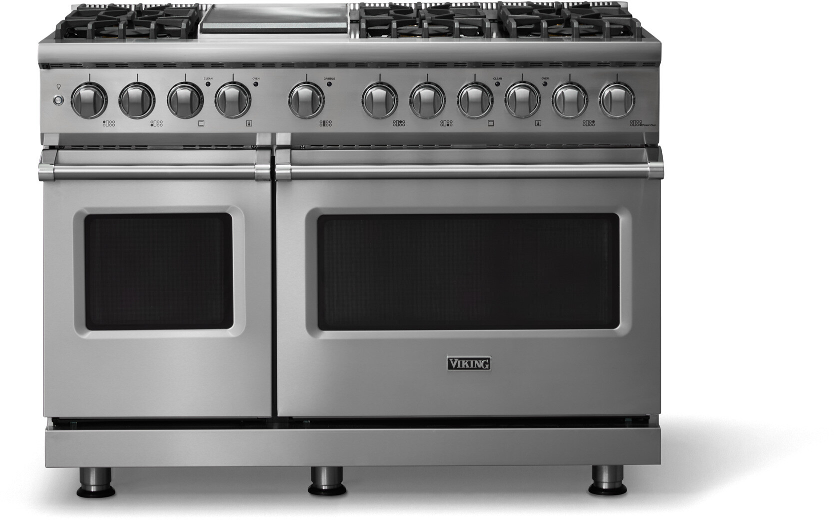 Viking VDR54846GSS 5-Series 48 inch Freestanding Dual Fuel Range with 6 Burners, Griddle, 7.3 cu. ft. Oven Capacity, VSH Pro Sealed Burner System and Self-Cleaning (Stainless Steel, Polished Chrome, Natural Gas)
