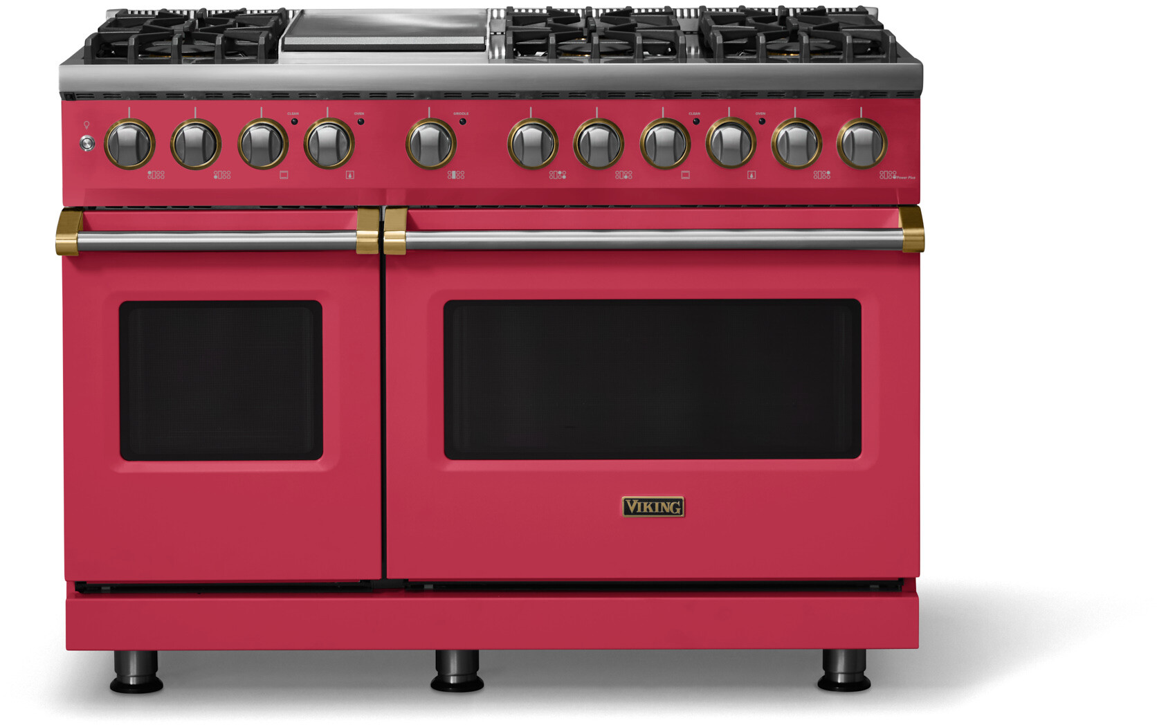 Viking VDR54846GVABBLP 5-Series 48 inch Freestanding Dual Fuel Range with 6 Burners, Griddle, 7.3 cu. ft. Oven Capacity, VSH Pro Sealed Burner System and Self-Cleaning (Valentine, Brushed Brass, Liquid Propane)
