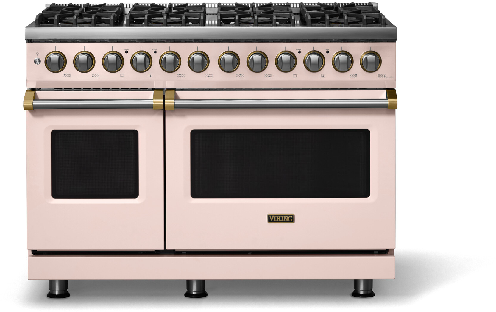 Viking VDR54848BBHBBLP 5-Series 48 inch Freestanding Dual Fuel Range with 8 Burners, 7.3 cu. ft. Oven Capacity, VSH Pro Sealed Burner System and Self-Cleaning (Blush, Brushed Brass, Liquid Propane)