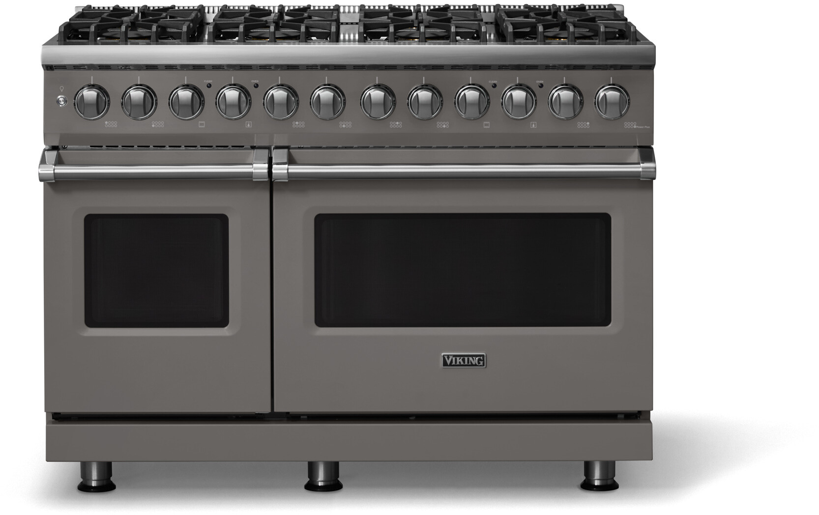 Viking VDR54848BDGLP 5-Series 48 inch Freestanding Dual Fuel Range with 8 Burners, 7.3 cu. ft. Oven Capacity, VSH Pro Sealed Burner System and Self-Cleaning (Damascus Gray, Polished Chrome, Liquid Propane)