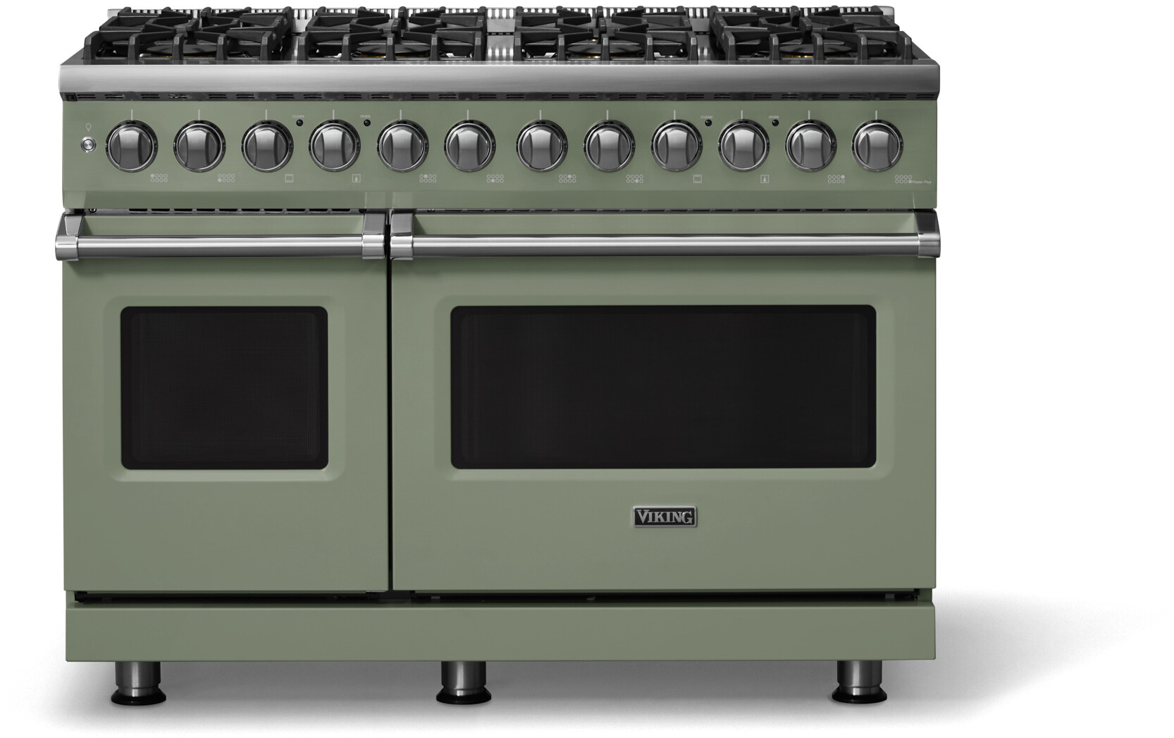 Viking VDR54848BEU 5-Series 48 inch Freestanding Dual Fuel Range with 8 Burners, 7.3 cu. ft. Oven Capacity, VSH Pro Sealed Burner System and Self-Cleaning (Eucalyptus, Polished Chrome, Natural Gas)