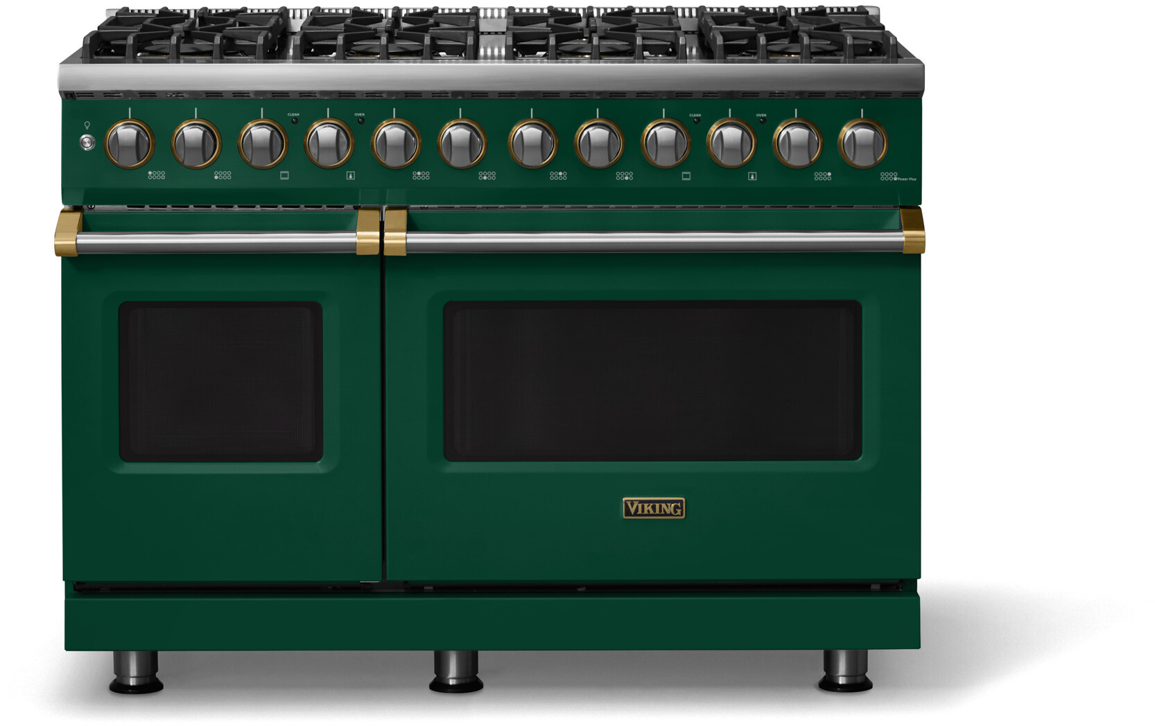 Viking VDR54848BIVBBLP 5-Series 48 inch Freestanding Dual Fuel Range with 8 Burners, 7.3 cu. ft. Oven Capacity, VSH Pro Sealed Burner System and Self-Cleaning (Ivy, Brushed Brass, Liquid Propane)