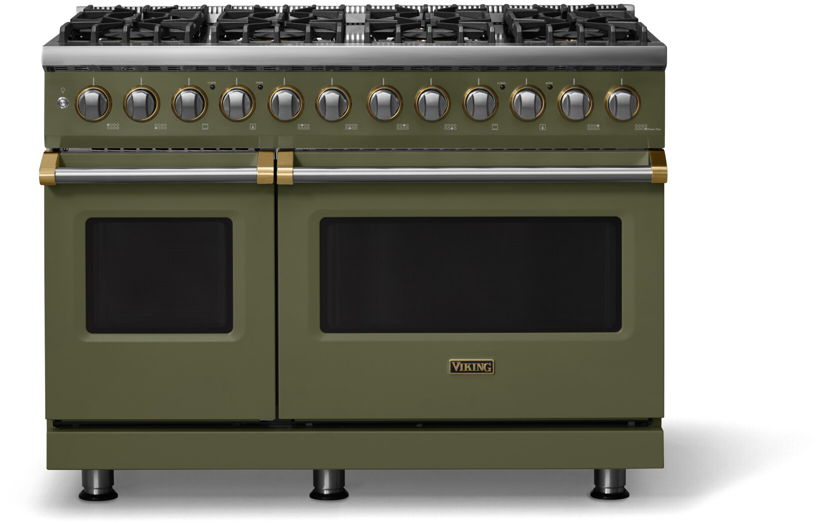 Viking VDR54848BMABBLP 5-Series 48 inch Freestanding Dual Fuel Range with 8 Burners, 7.3 cu. ft. Oven Capacity, VSH Pro Sealed Burner System and Self-Cleaning (Martini, Brushed Brass, Liquid Propane)