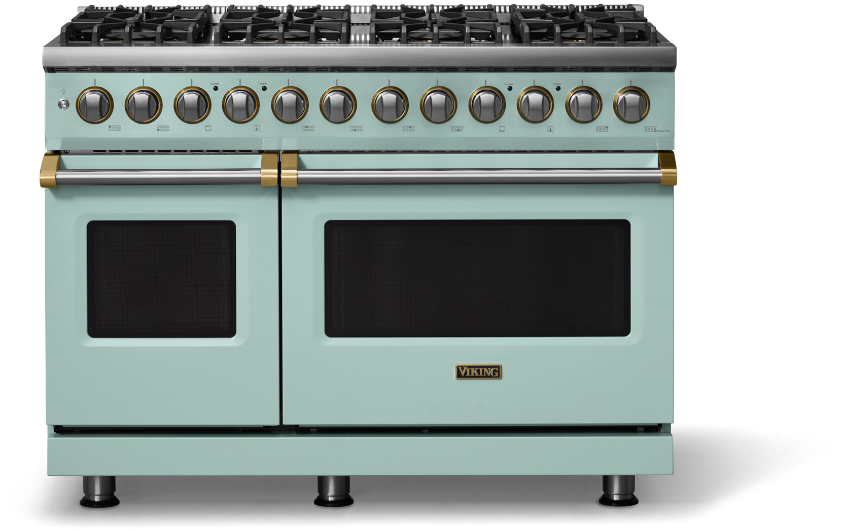Viking VDR54848BSPBBLP 5-Series 48 inch Freestanding Dual Fuel Range with 8 Burners, 7.3 cu. ft. Oven Capacity, VSH Pro Sealed Burner System and Self-Cleaning (Splash, Brushed Brass, Liquid Propane)