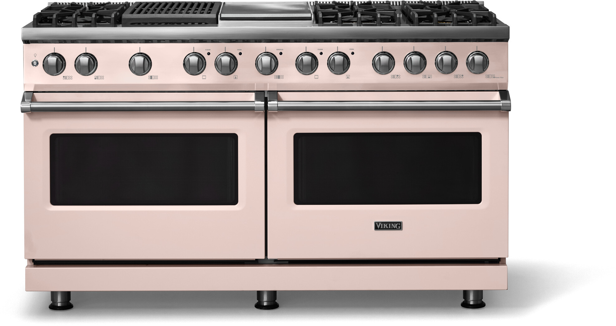 Viking VDR56046GQBHLP 5-Series 60 inch Freestanding Dual Fuel Range with 6 Burners, Griddle, Grill, 9.4 cu. ft. Oven Capacity, VSH Pro Sealed Burner System and Self-Cleaning (Blush, Polished Chrome, Liquid Propane)