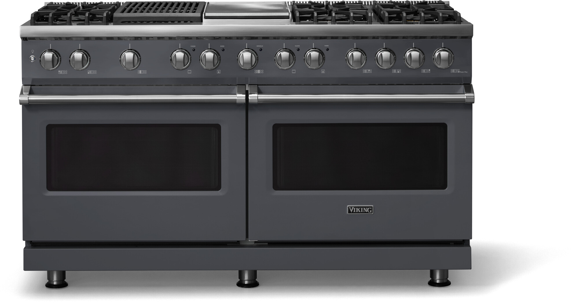 Viking VDR56046GQCS 5-Series 60 inch Freestanding Dual Fuel Range with 6 Burners, Griddle, Grill, 9.4 cu. ft. Oven Capacity, VSH Pro Sealed Burner System and Self-Cleaning (Cast Black, Polished Chrome, Natural Gas)
