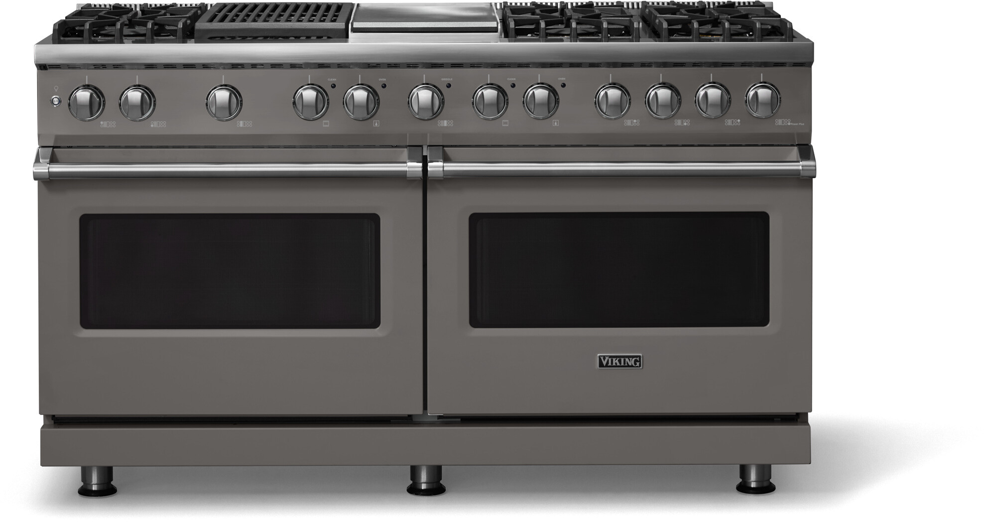 Viking VDR56046GQDGLP 5-Series 60 inch Freestanding Dual Fuel Range with 6 Burners, Griddle, Grill, 9.4 cu. ft. Oven Capacity, VSH Pro Sealed Burner System and Self-Cleaning (Damascus Gray, Polished Chrome, Liquid Propane)