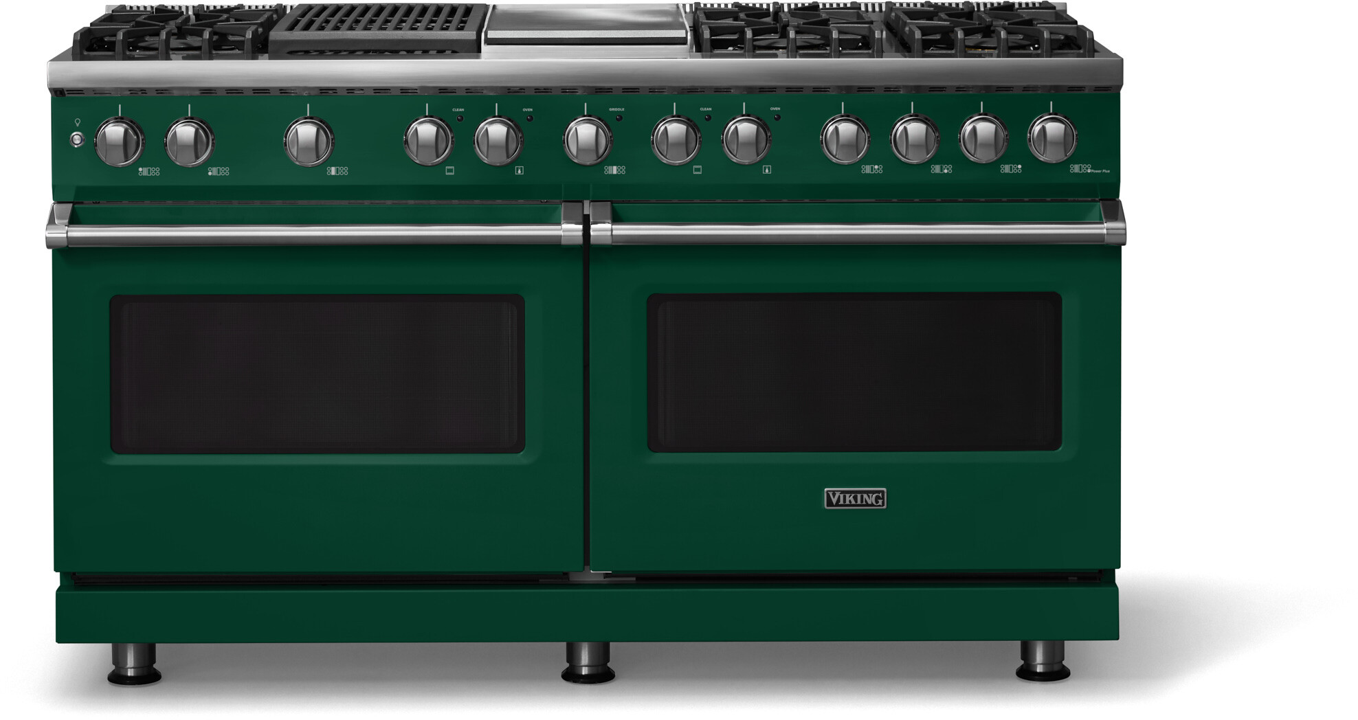 Viking VDR56046GQIVLP 5-Series 60 inch Freestanding Dual Fuel Range with 6 Burners, Griddle, Grill, 9.4 cu. ft. Oven Capacity, VSH Pro Sealed Burner System and Self-Cleaning (Ivy, Polished Chrome, Liquid Propane)