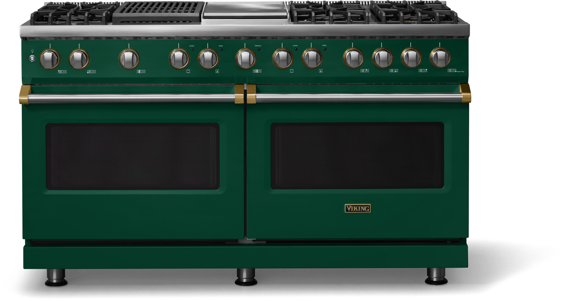 Viking VDR56046GQIVBBLP 5-Series 60 inch Freestanding Dual Fuel Range with 6 Burners, Griddle, Grill, 9.4 cu. ft. Oven Capacity, VSH Pro Sealed Burner System and Self-Cleaning (Ivy, Brushed Brass, Liquid Propane)