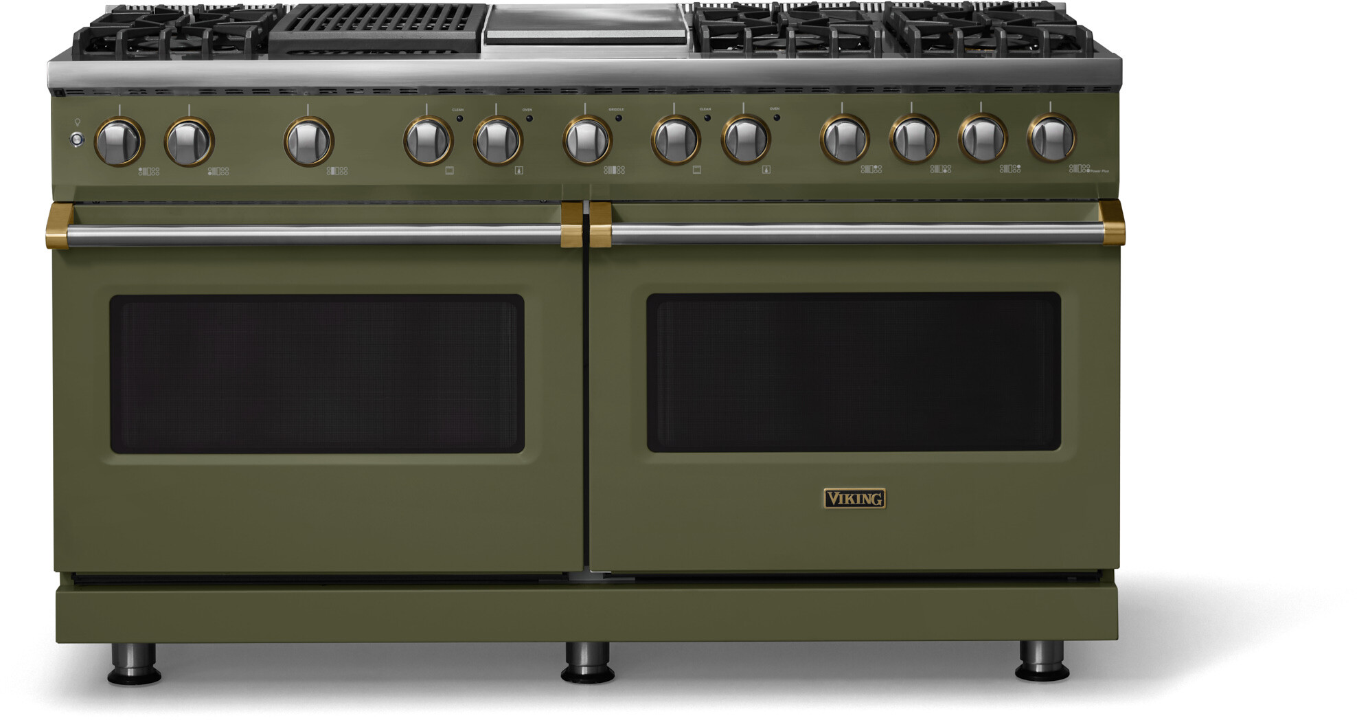 Viking VDR56046GQMABBLP 5-Series 60 inch Freestanding Dual Fuel Range with 6 Burners, Griddle, Grill, 9.4 cu. ft. Oven Capacity, VSH Pro Sealed Burner System and Self-Cleaning (Martini, Brushed Brass, Liquid Propane)