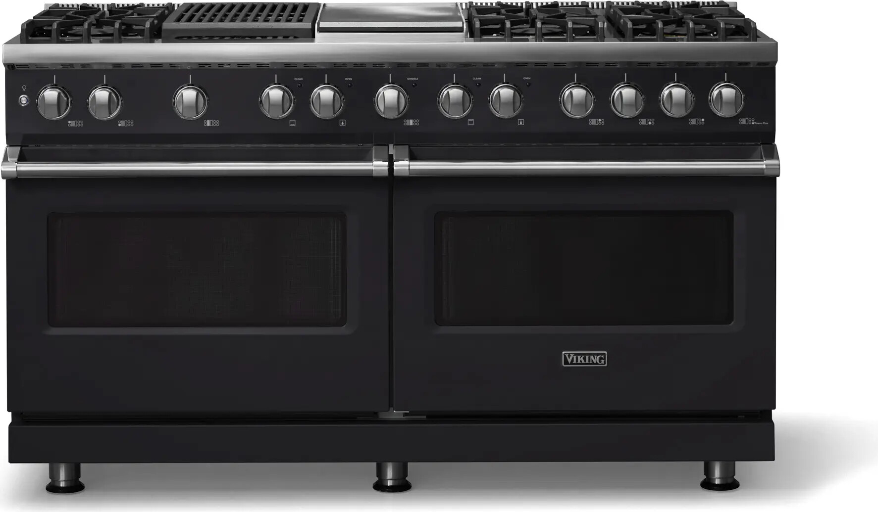 Viking VDR56046GQONLP 5-Series 60 inch Freestanding Dual Fuel Range with 6 Burners, Griddle, Grill, 9.4 cu. ft. Oven Capacity, VSH Pro Sealed Burner System and Self-Cleaning (Onyx, Polished Chrome, Liquid Propane)
