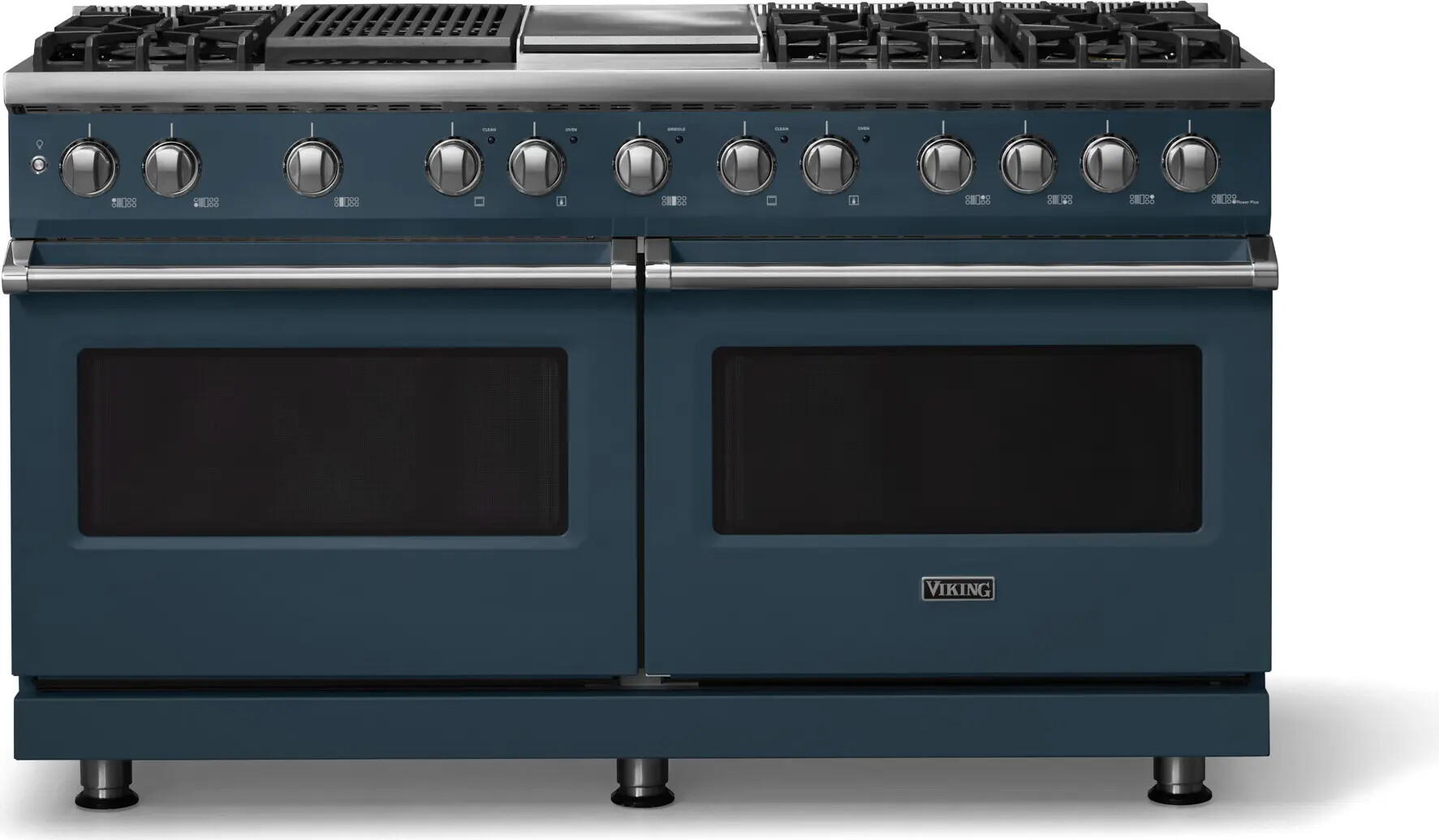 Viking VDR56046GQSQLP 5-Series 60 inch Freestanding Dual Fuel Range with 6 Burners, Griddle, Grill, 9.4 cu. ft. Oven Capacity, VSH Pro Sealed Burner System and Self-Cleaning (Squall, Polished Chrome, Liquid Propane)
