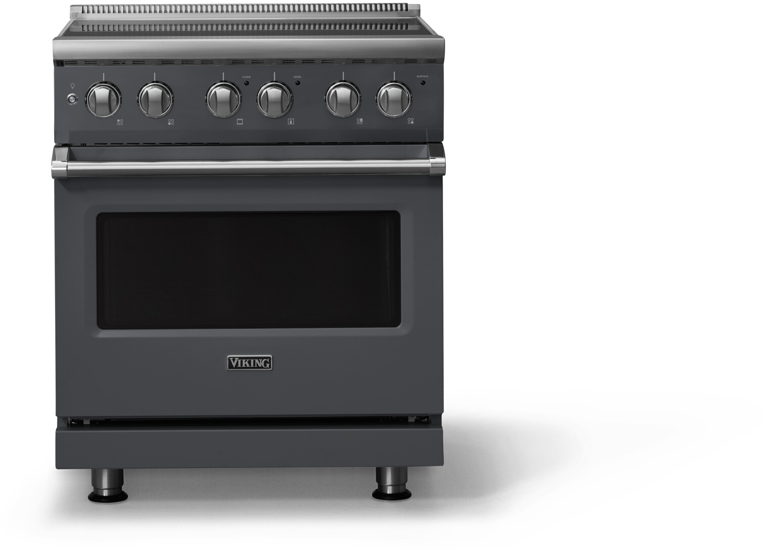 Viking VER53044BCS 5-Series 30 inch Freestanding Electric Range with 4 Elements, 4.7 cu. ft. Oven Capacity, QuickCook Surface Elements and Vari-Speed Dual Flow Convection System (Cast Black, Polished Chrome)