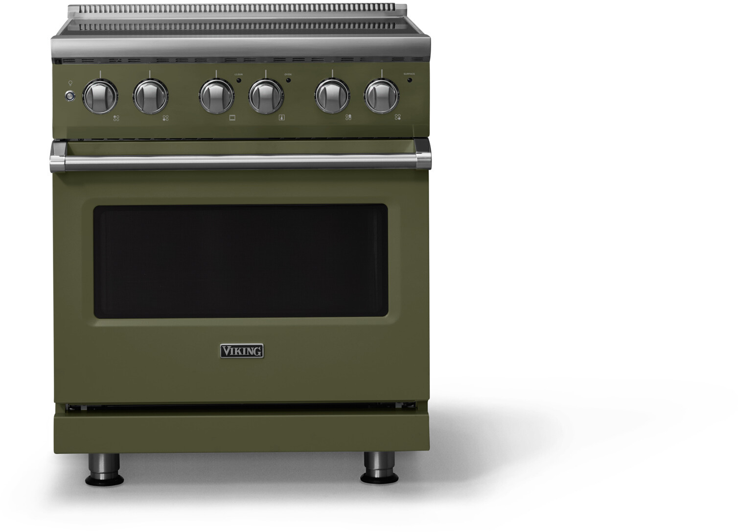 Viking VER53044BMA 5-Series 30 inch Freestanding Electric Range with 4 Elements, 4.7 cu. ft. Oven Capacity, QuickCook Surface Elements and Vari-Speed Dual Flow Convection System (Martini, Polished Chrome)