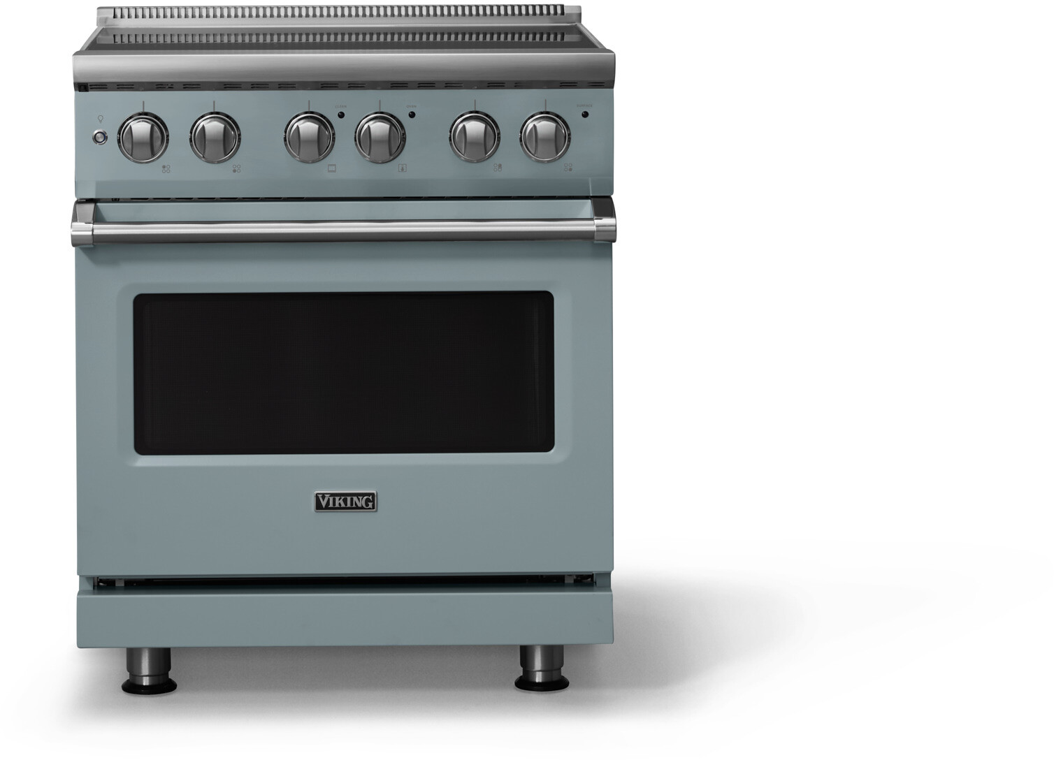 Viking VER53044BNS 5-Series 30 inch Freestanding Electric Range with 4 Elements, 4.7 cu. ft. Oven Capacity, QuickCook Surface Elements and Vari-Speed Dual Flow Convection System (November Sky, Polished Chrome)