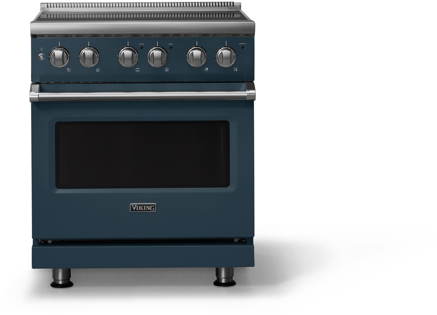 Viking VER53044BSQ 5-Series 30 inch Freestanding Electric Range with 4 Elements, 4.7 cu. ft. Oven Capacity, QuickCook Surface Elements and Vari-Speed Dual Flow Convection System (Squall, Polished Chrome)