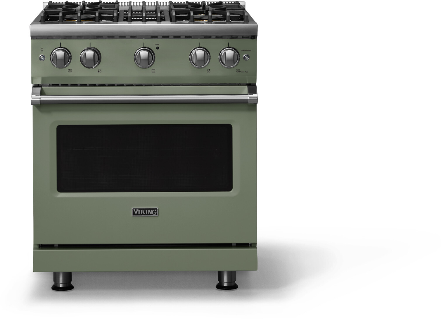 Viking VGR53044BEULP 5-Series 30 inch Freestanding Gas Range with 4 Sealed Burners, 4 cu. ft. Oven Capacity, VSH Pro Sealed Burner System and Gourmet-Glo Infrared Broiler (Eucalyptus, Polished Chrome, Liquid Propane)