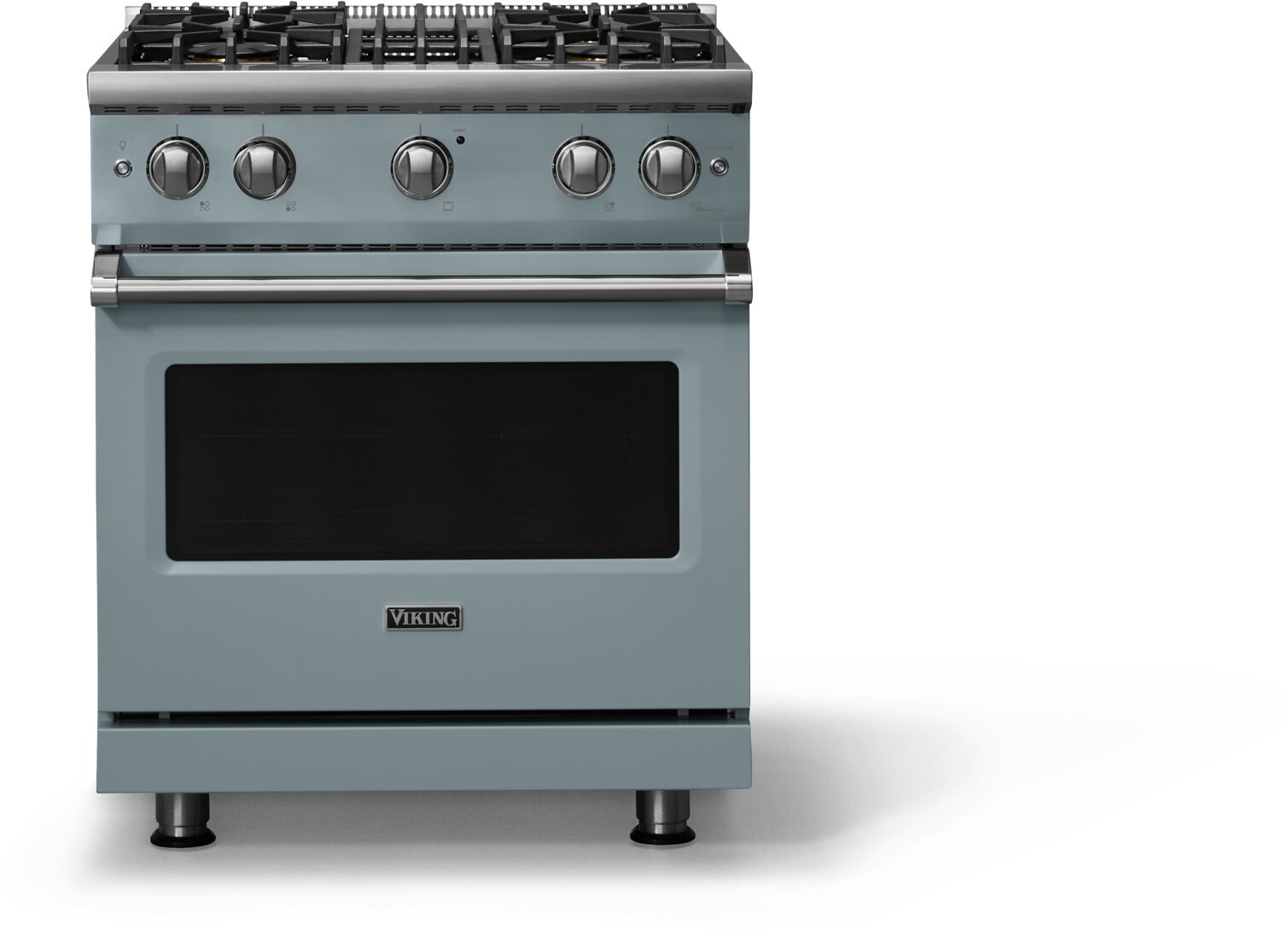 Viking VGR53044BNS 5-Series 30 inch Freestanding Gas Range with 4 Sealed Burners, 4 cu. ft. Oven Capacity, VSH Pro Sealed Burner System and Gourmet-Glo Infrared Broiler (November Sky, Polished Chrome, Natural Gas)