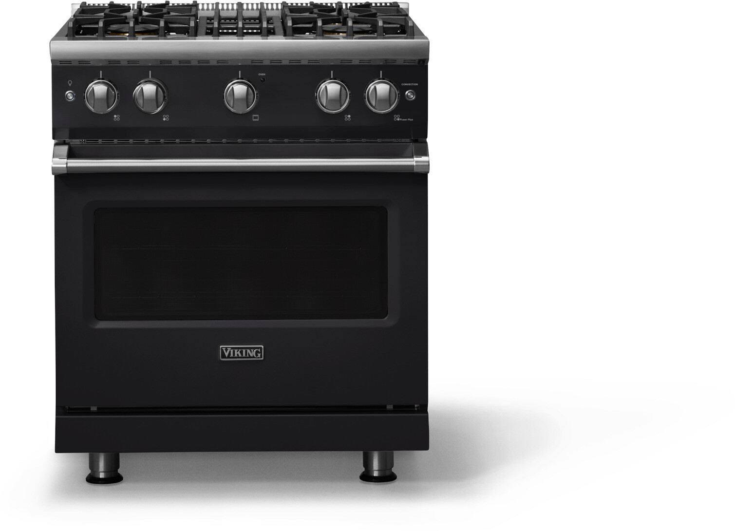 Viking VGR53044BONLP 5-Series 30 inch Freestanding Gas Range with 4 Sealed Burners, 4 cu. ft. Oven Capacity, VSH Pro Sealed Burner System and Gourmet-Glo Infrared Broiler (Onyx, Polished Chrome, Liquid Propane)