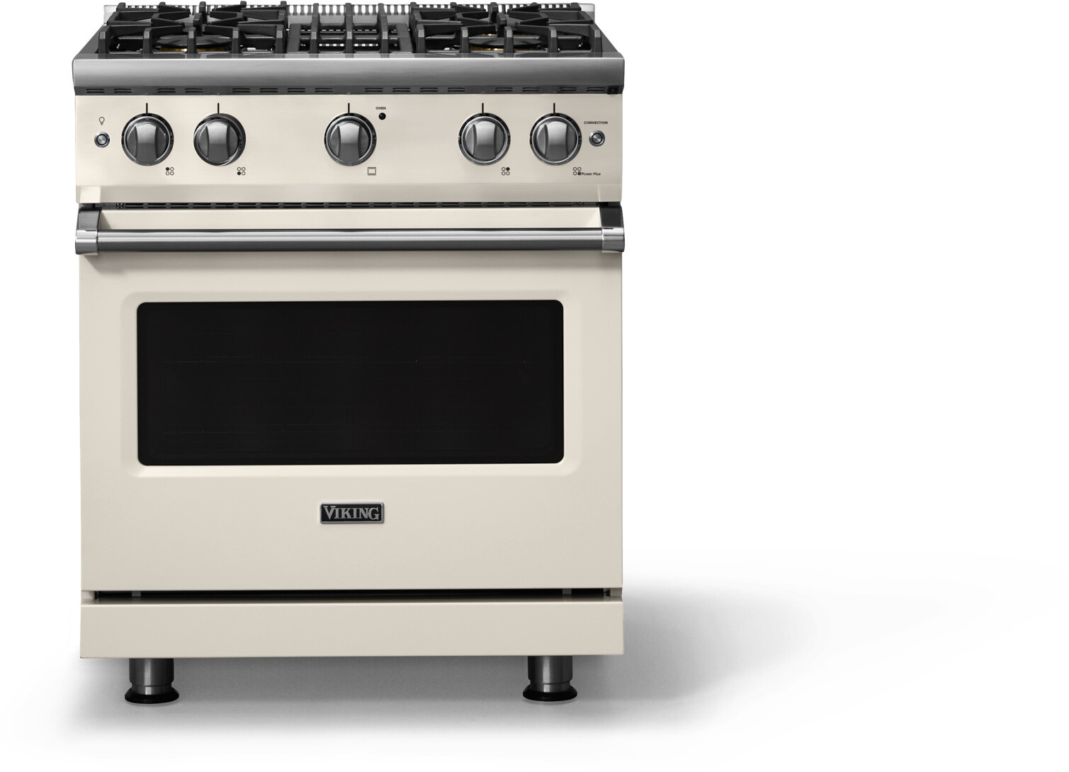 Viking VGR53044BPW 5-Series 30 inch Freestanding Gas Range with 4 Sealed Burners, 4 cu. ft. Oven Capacity, VSH Pro Sealed Burner System and Gourmet-Glo Infrared Broiler (Pure White, Polished Chrome, Natural Gas)
