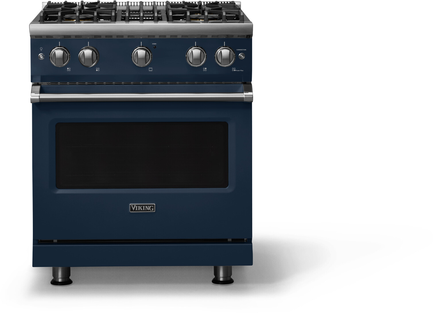 Viking VGR53044BSB 5-Series 30 inch Freestanding Gas Range with 4 Sealed Burners, 4 cu. ft. Oven Capacity, VSH Pro Sealed Burner System and Gourmet-Glo Infrared Broiler (Slate Blue, Polished Chrome, Natural Gas)