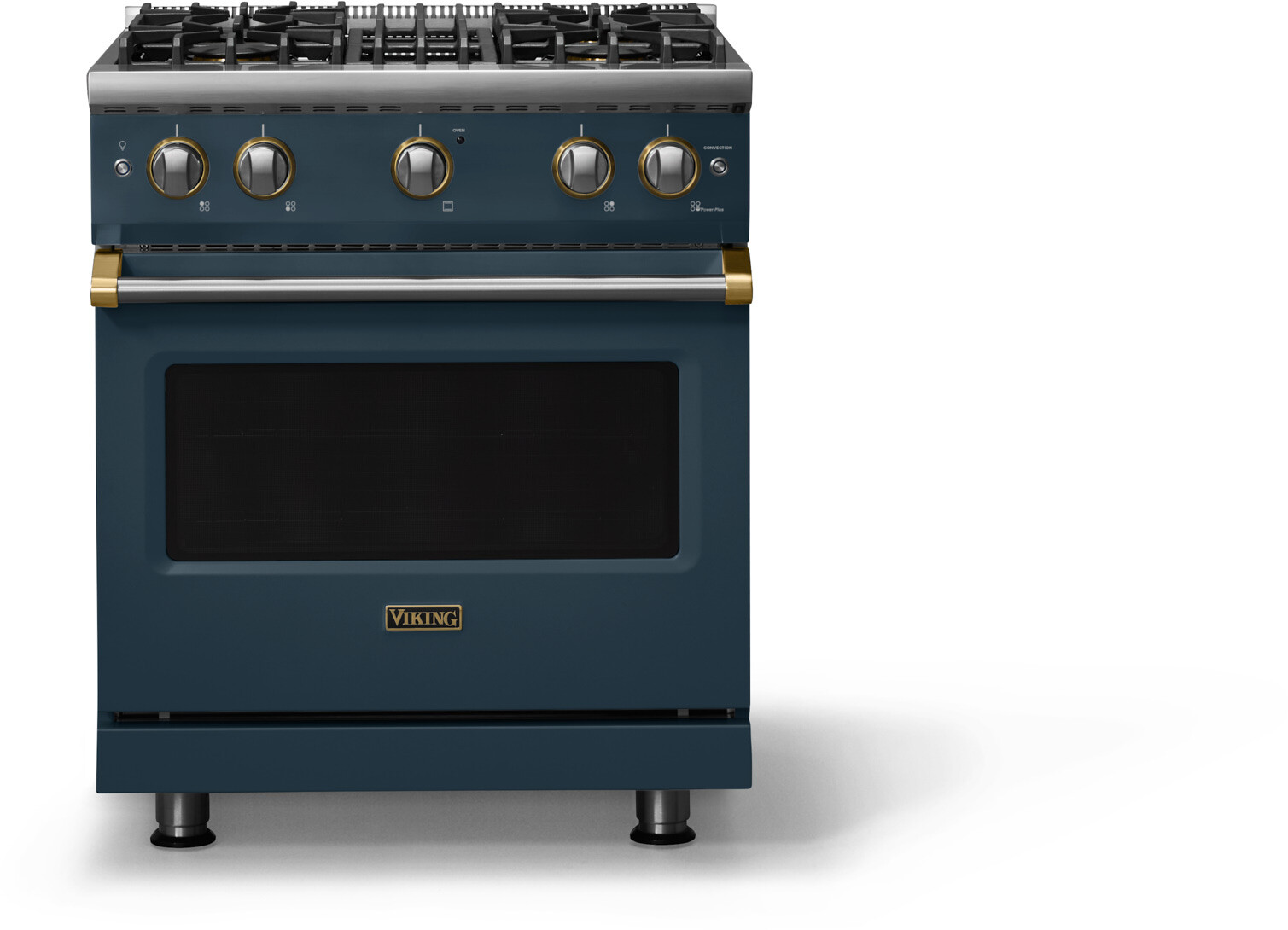 Viking VGR53044BSQBB 5-Series 30 inch Freestanding Gas Range with 4 Sealed Burners, 4 cu. ft. Oven Capacity, VSH Pro Sealed Burner System and Gourmet-Glo Infrared Broiler (Squall, Brushed Brass, Natural Gas)