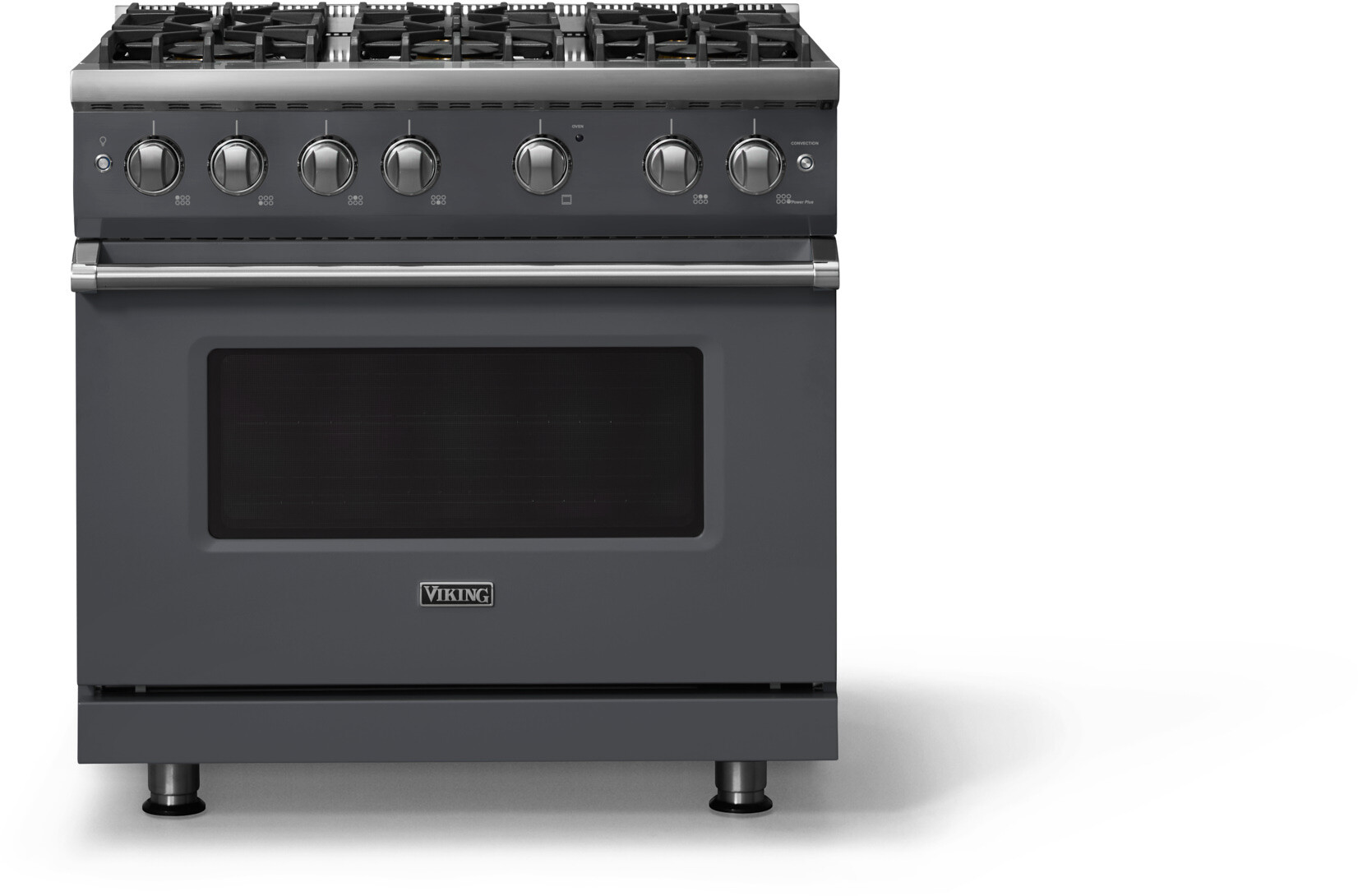 Viking VGR53646BCSLP 5-Series 36 inch Freestanding Gas Range with 6 Sealed Burners, 5.1 cu. ft. Oven Capacity, VSH Pro Sealed Burner System and Gourmet-Glo Infrared Broiler (Cast Black, Polished Chrome, Liquid Propane)