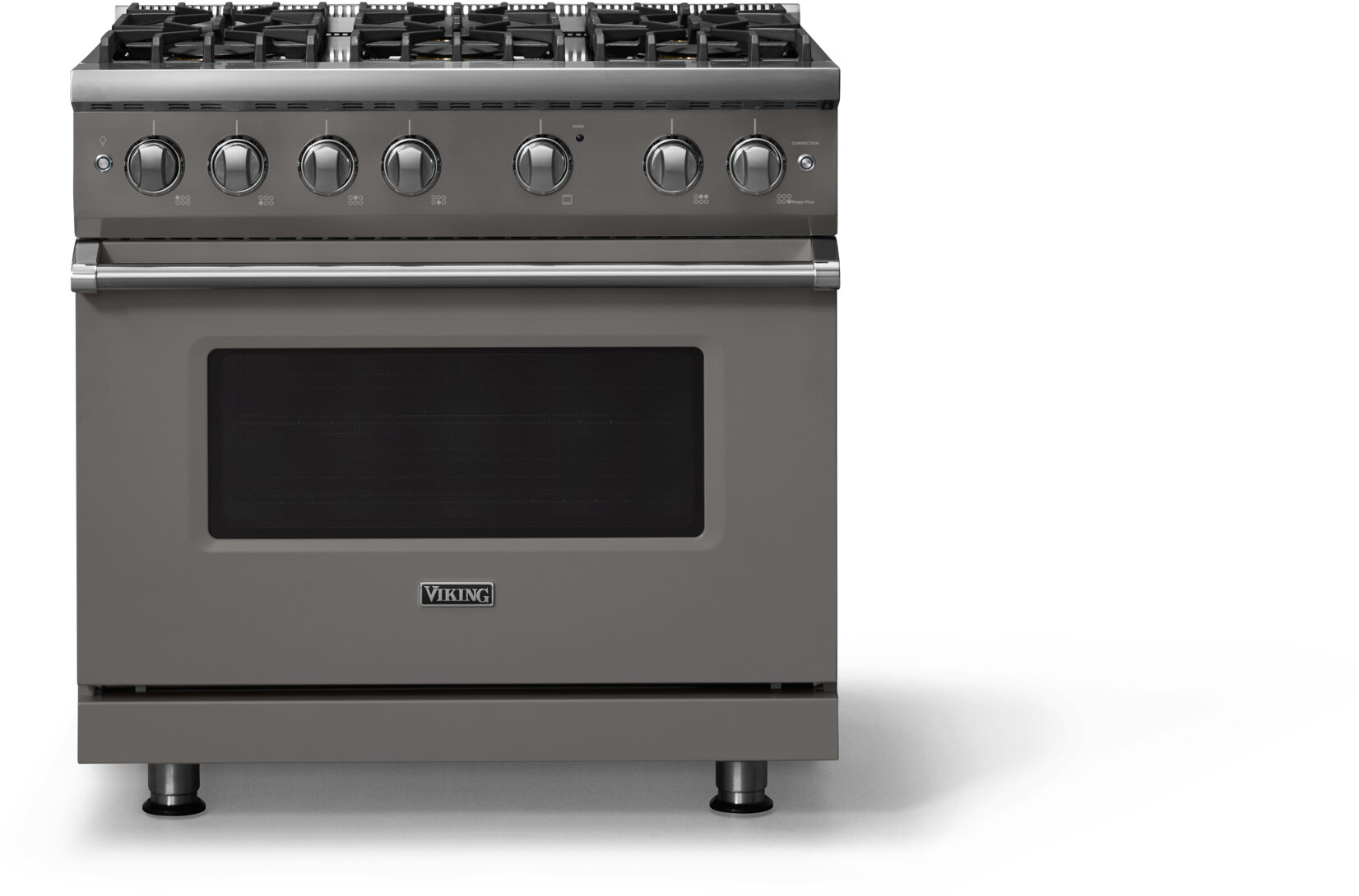 Viking VGR53646BDGLP 5-Series 36 inch Freestanding Gas Range with 6 Sealed Burners, 5.1 cu. ft. Oven Capacity, VSH Pro Sealed Burner System and Gourmet-Glo Infrared Broiler (Damascus Gray, Polished Chrome, Liquid Propane)