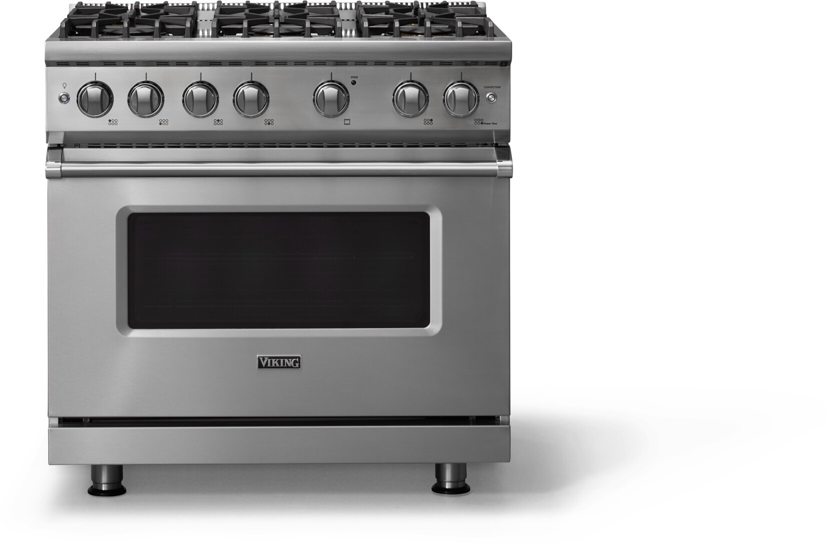 Viking VGR53646BSSLP 5-Series 36 inch Freestanding Gas Range with 6 Sealed Burners, 5.1 cu. ft. Oven Capacity, VSH Pro Sealed Burner System and Gourmet-Glo Infrared Broiler (Stainless Steel, Polished Chrome, Liquid Propane)