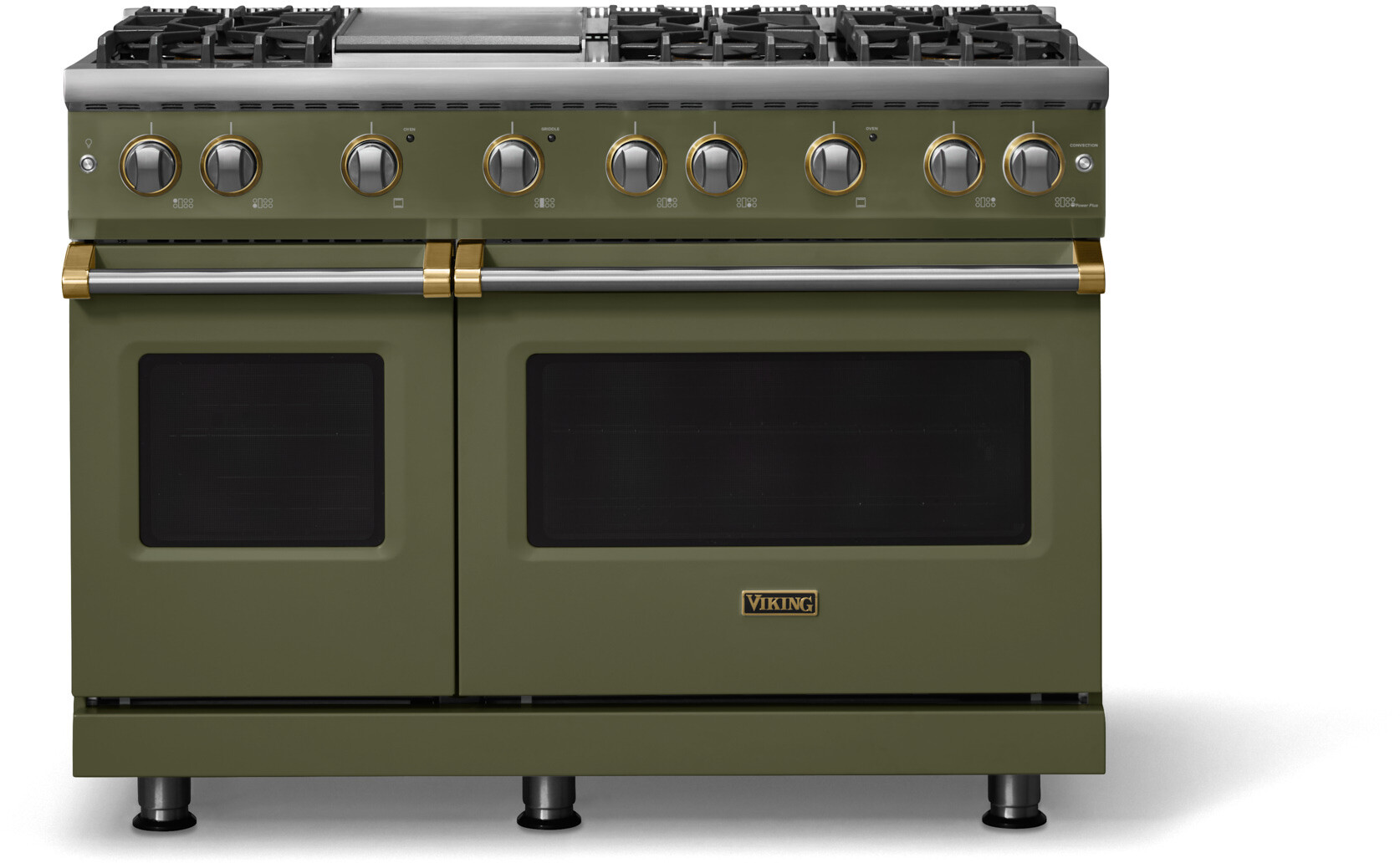 Viking VGR54846GMABB 5-Series 48 inch Freestanding Gas Range with 6 Sealed Burners, Griddle, 6.1 cu. ft. Oven Capacity, VSH Pro Sealed Burner System and Gourmet-Glo Infrared Broiler (Martini, Brushed Brass, Natural Gas)