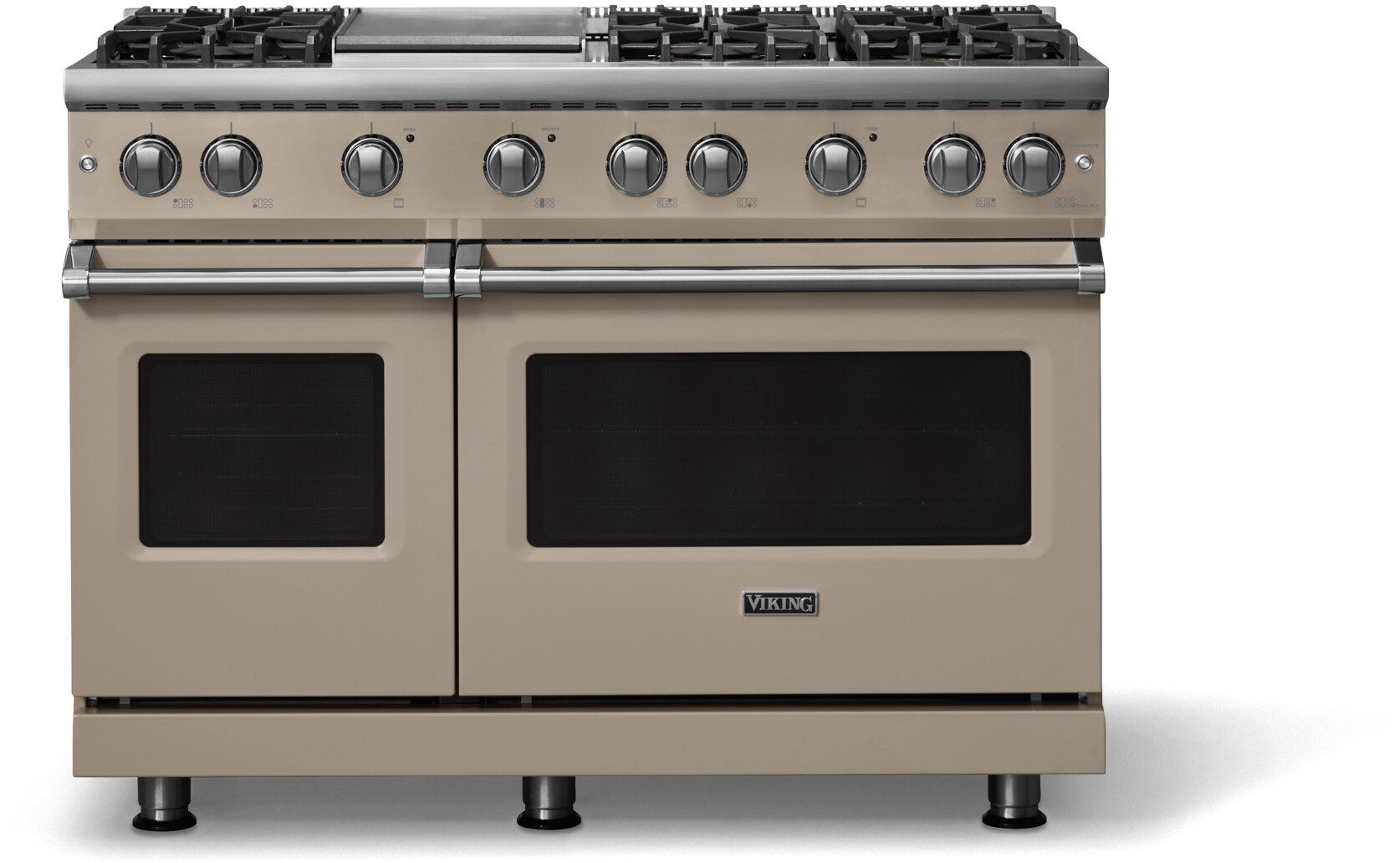 Viking VGR54846GNA 5-Series 48 inch Freestanding Gas Range with 6 Sealed Burners, Griddle, 6.1 cu. ft. Oven Capacity, VSH Pro Sealed Burner System and Gourmet-Glo Infrared Broiler (Nantucket, Polished Chrome, Natural Gas)