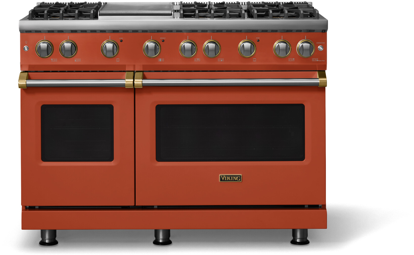 Viking VGR54846GSCBB 5-Series 48 inch Freestanding Gas Range with 6 Sealed Burners, Griddle, 6.1 cu. ft. Oven Capacity, VSH Pro Sealed Burner System and Gourmet-Glo Infrared Broiler (Spiced Cider, Brushed Brass, Natural Gas)